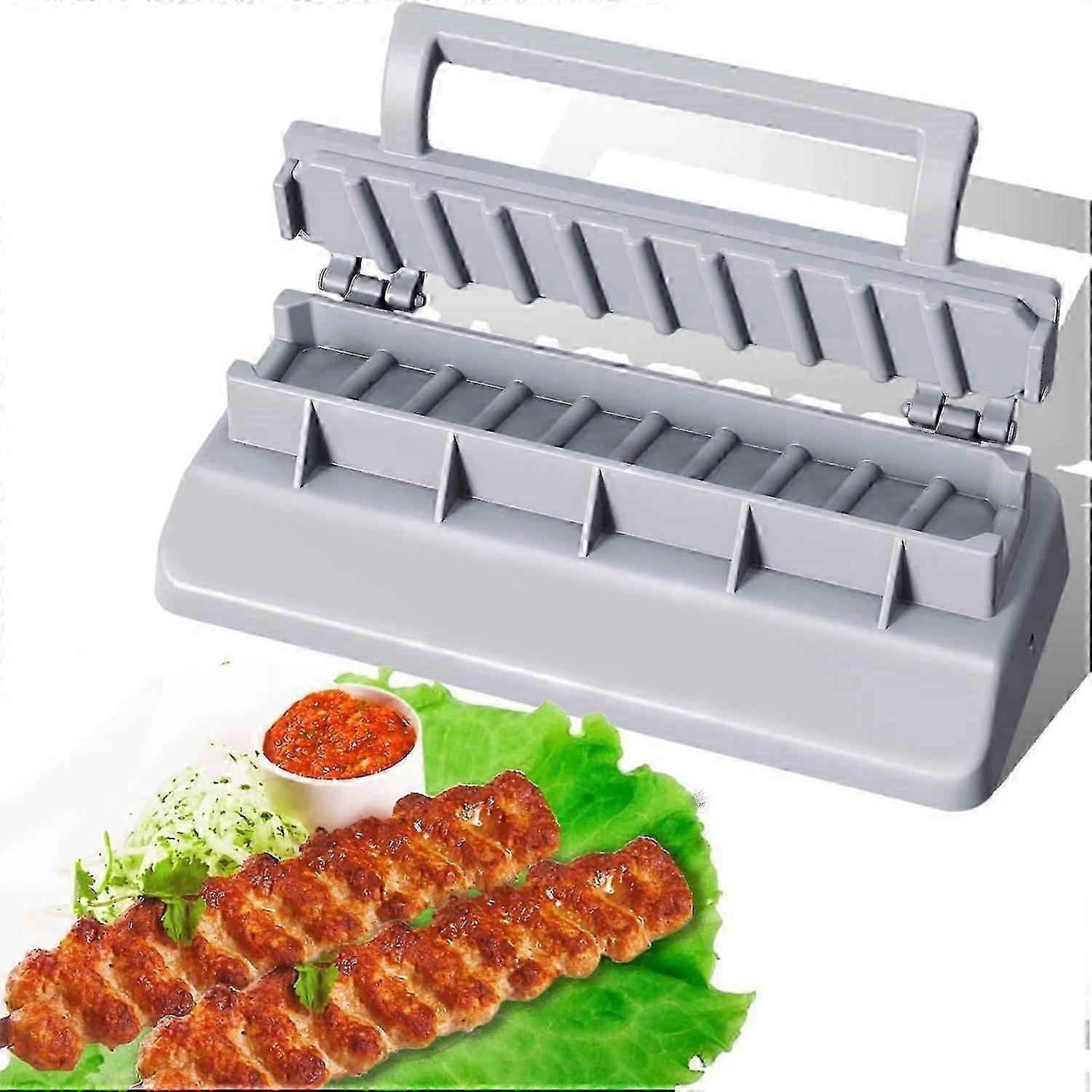 Kebab Maker Press Machine, Large Kabob Skewers Mould, Manual Barbecue Mutton Meat Kabab Skewer Mold, BBQ Kebob Kebabs Grill Tool, Grey