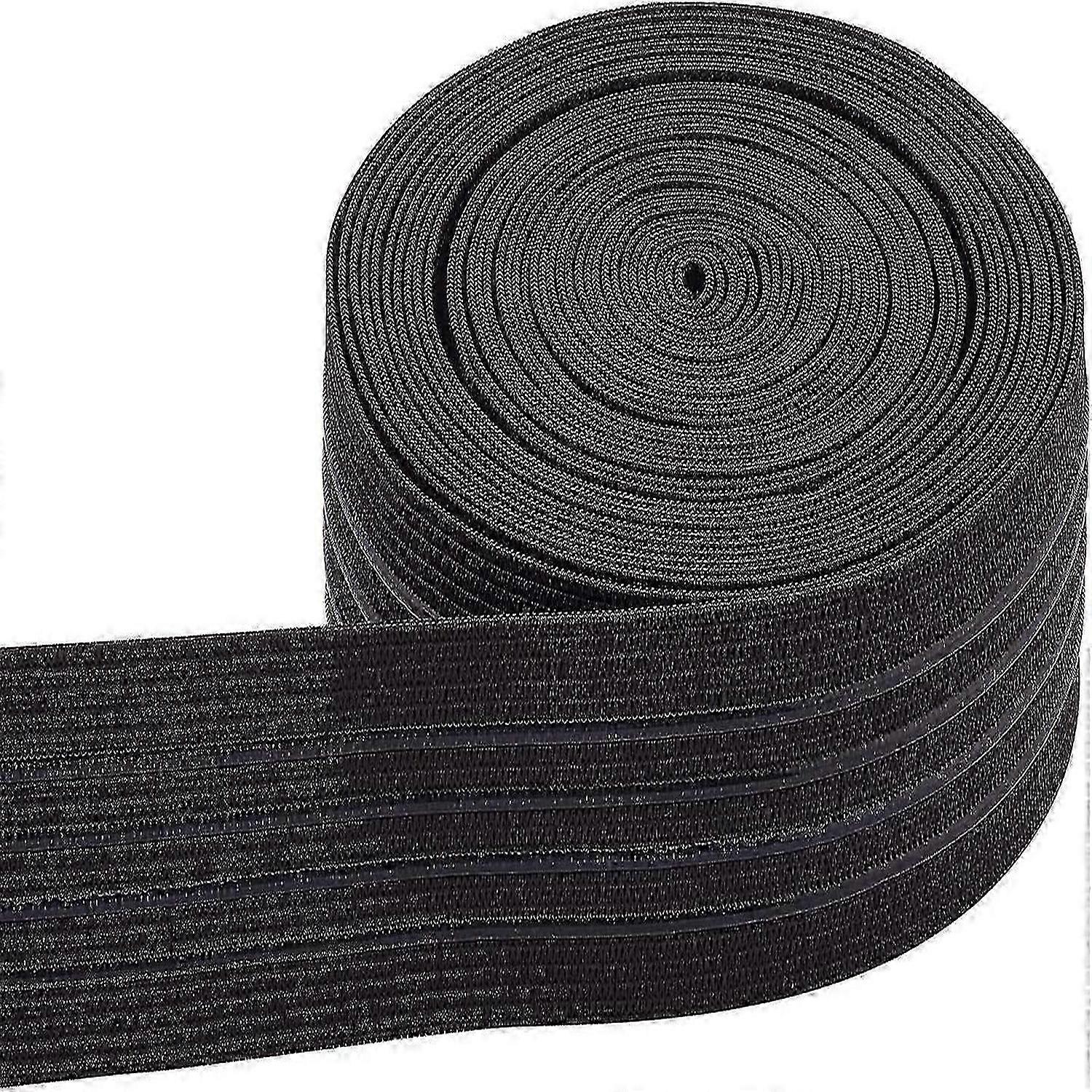 Svart halkfritt elastiskt gripband 6 meter långt 37 mm brett rakt silikon platt midjeband för sömnadsprojekt