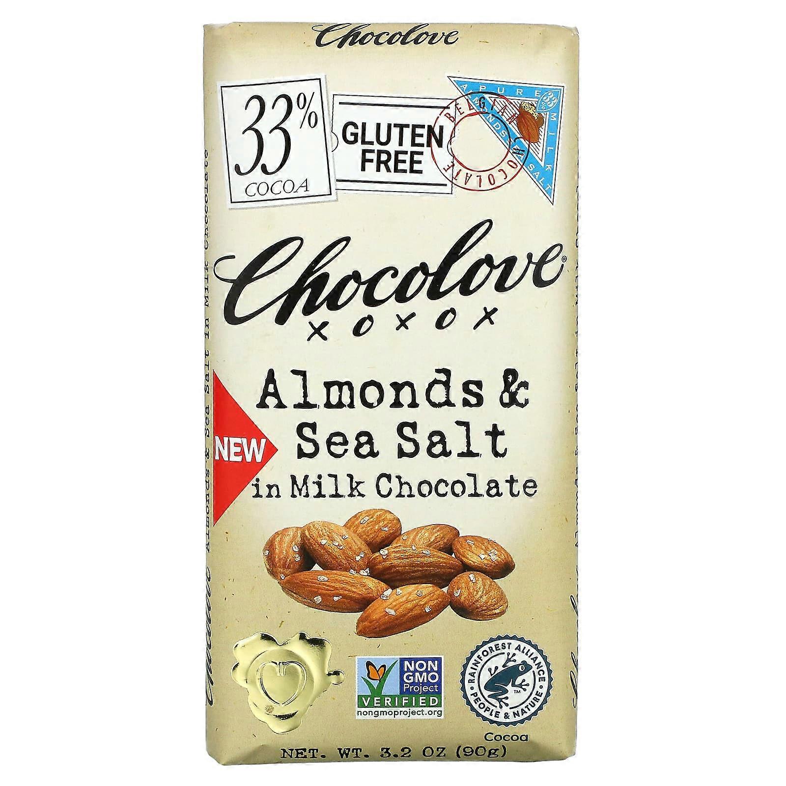Almonds & Seal Salt in Milk Chocolate, 33% Cocoa, 3.2 oz (90 g)