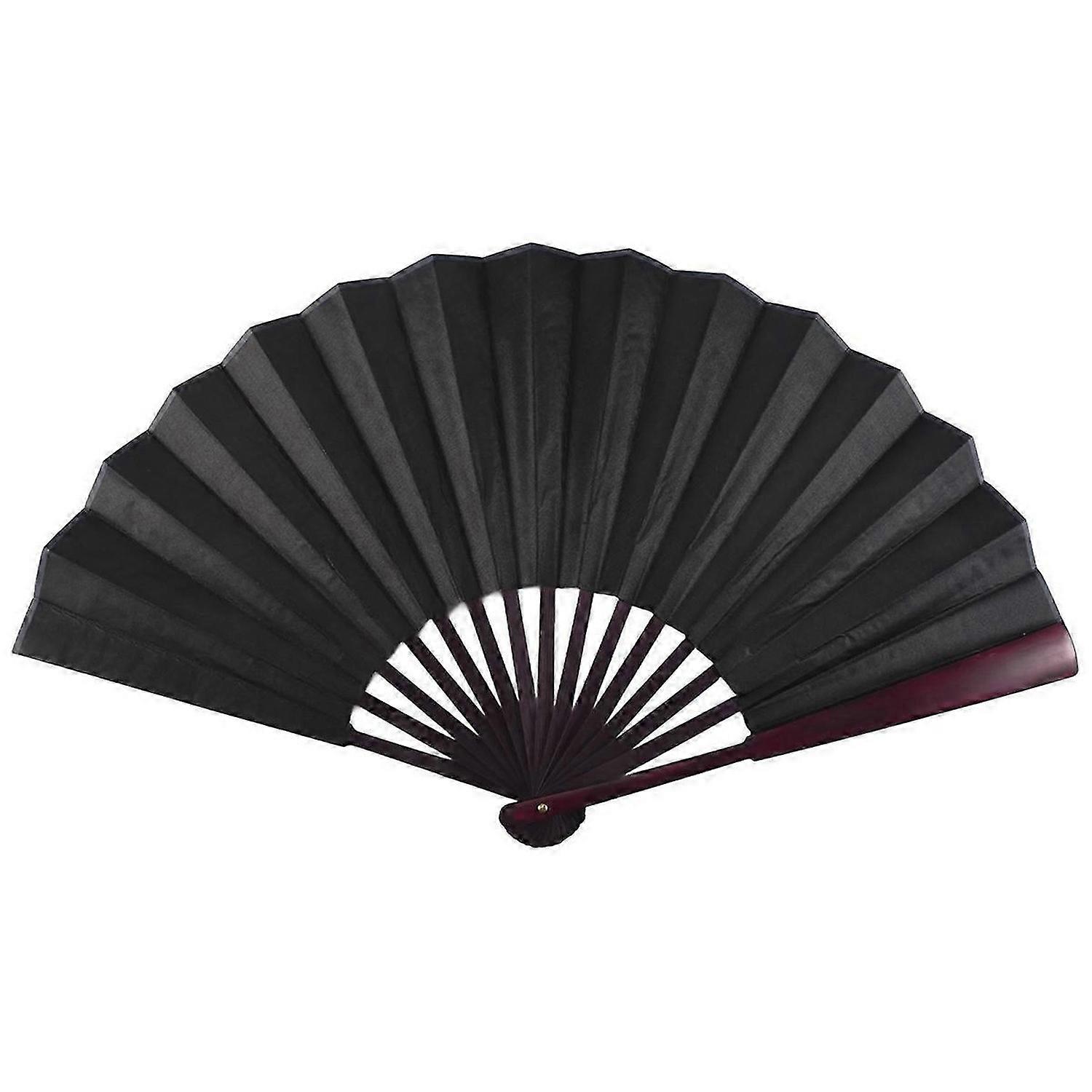 مروحة يد فارغة قابلة للطي للكتابة بالخط للرجال 33 سم - أسود