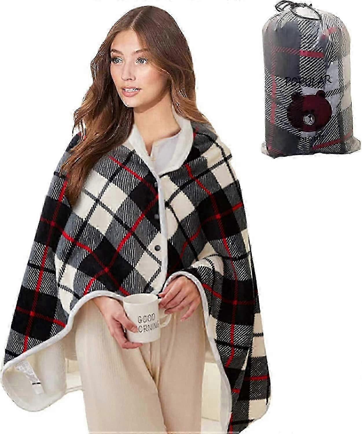 Portable Electric Blanket, Cordless, Machine Washable, Red