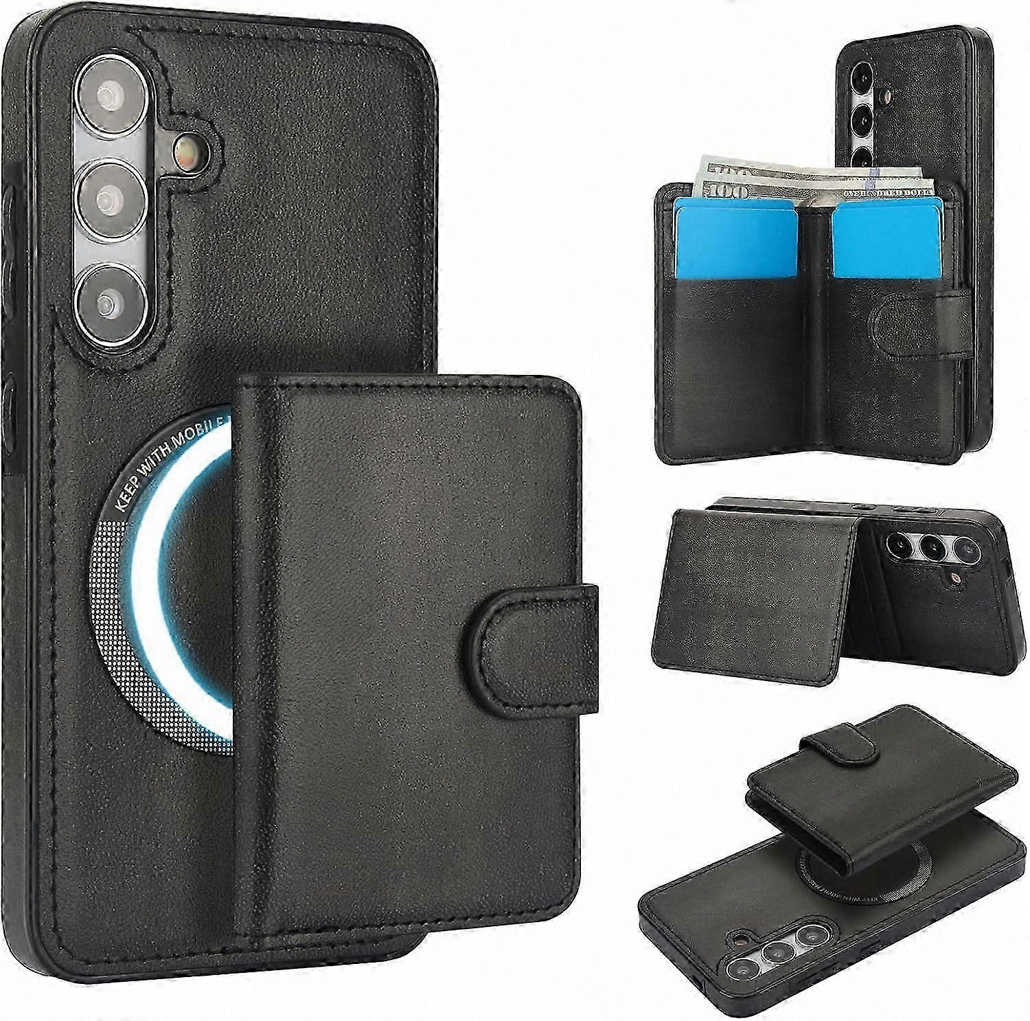 2-in-1 Detachable Magnetic Wallet Case with 5 Card Slots for Galaxy S25 Models, Compatible with MagSafe and RFID Blocking Technology