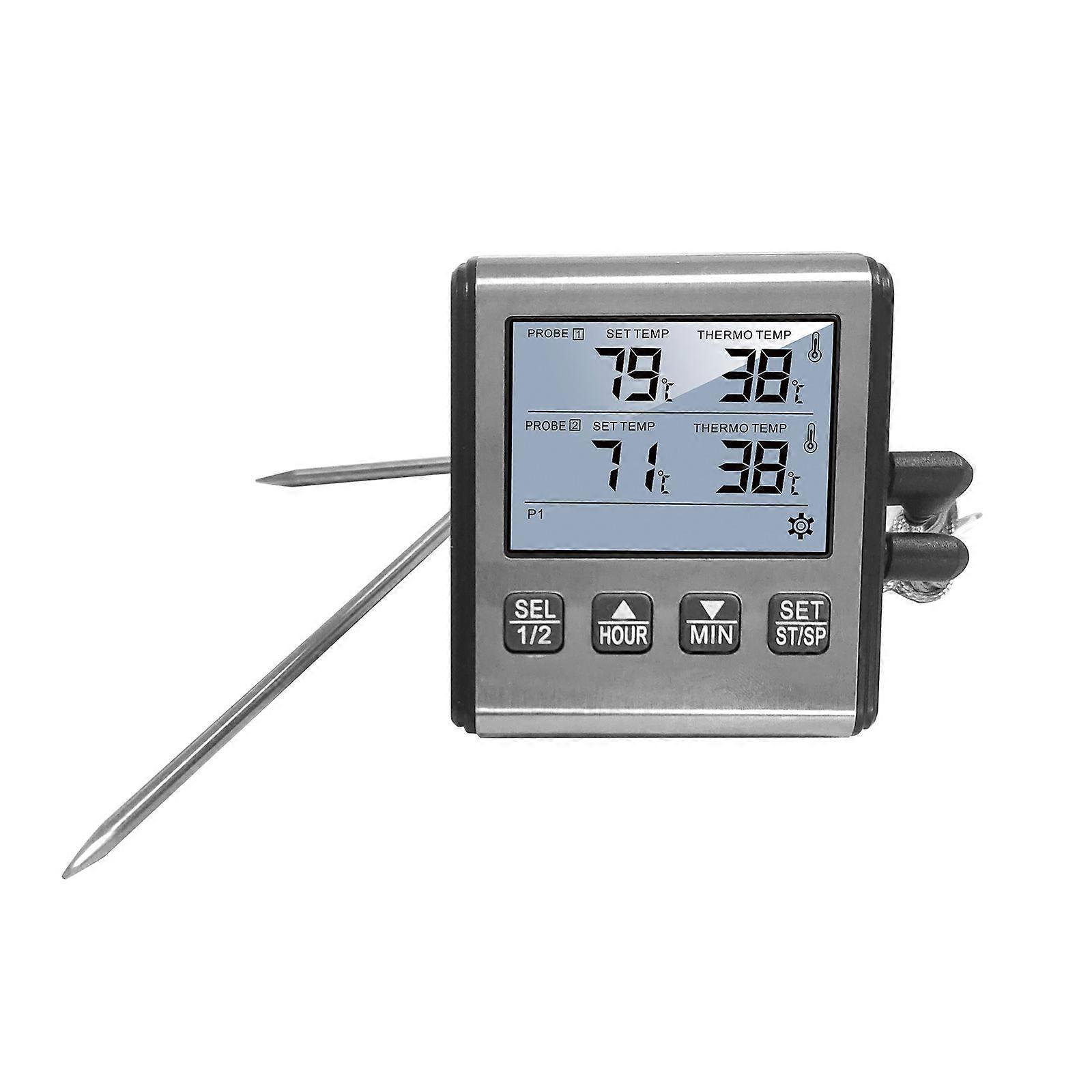 Barbecue Thermometers with Double Probe Monitoring Timer and Alarm Function for Kitchen, BBQ, Oven Multicolor