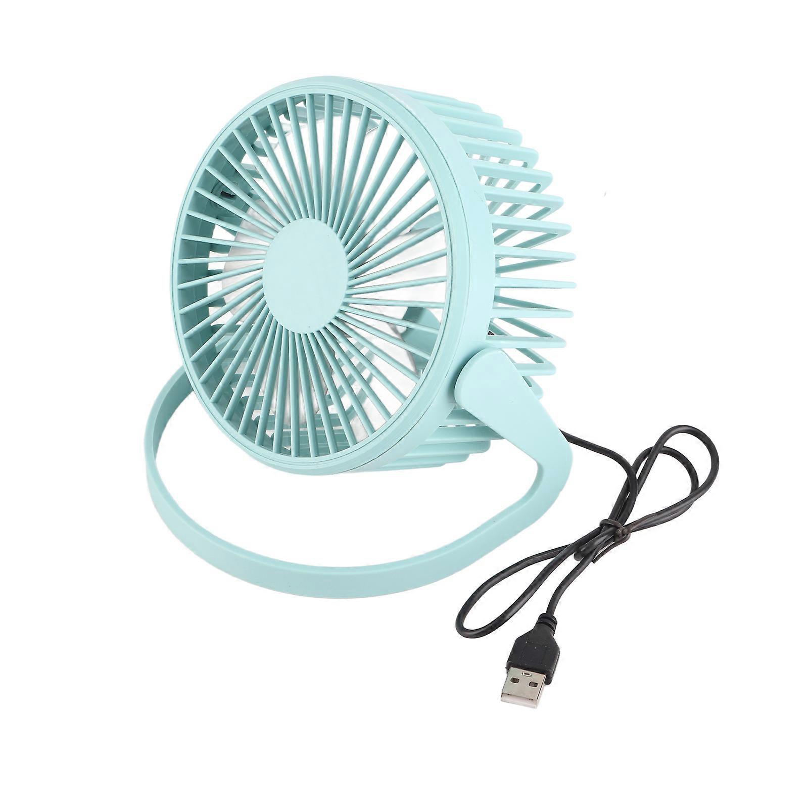 Mini Desk Fan 360 Degree Rotation Low Noise Brushless Motor USB Powered Portable Small Table Fan for Home Desktop Office Travel Sky Blue
