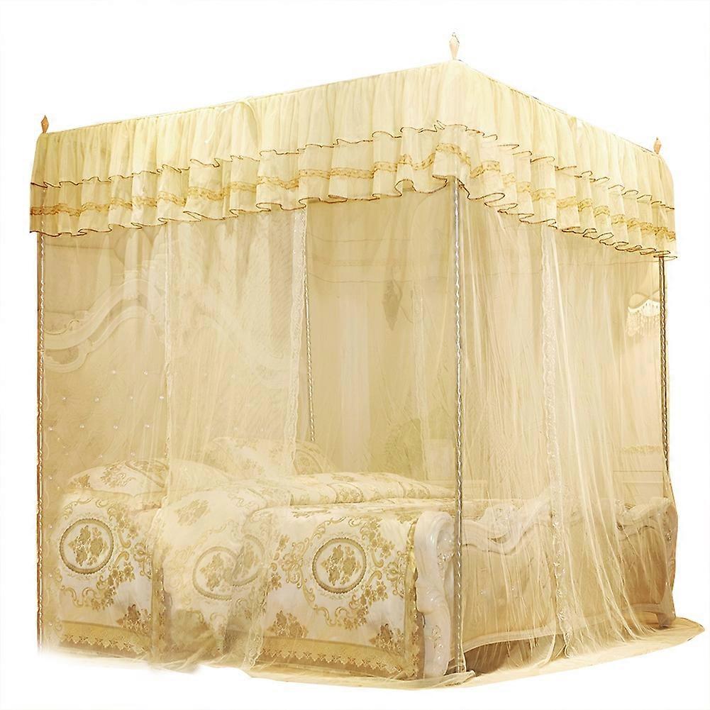 Luxury PrincessThree Side Openings Post Bed Curtain Canopy Netting Mosquito Net Bedding (L)