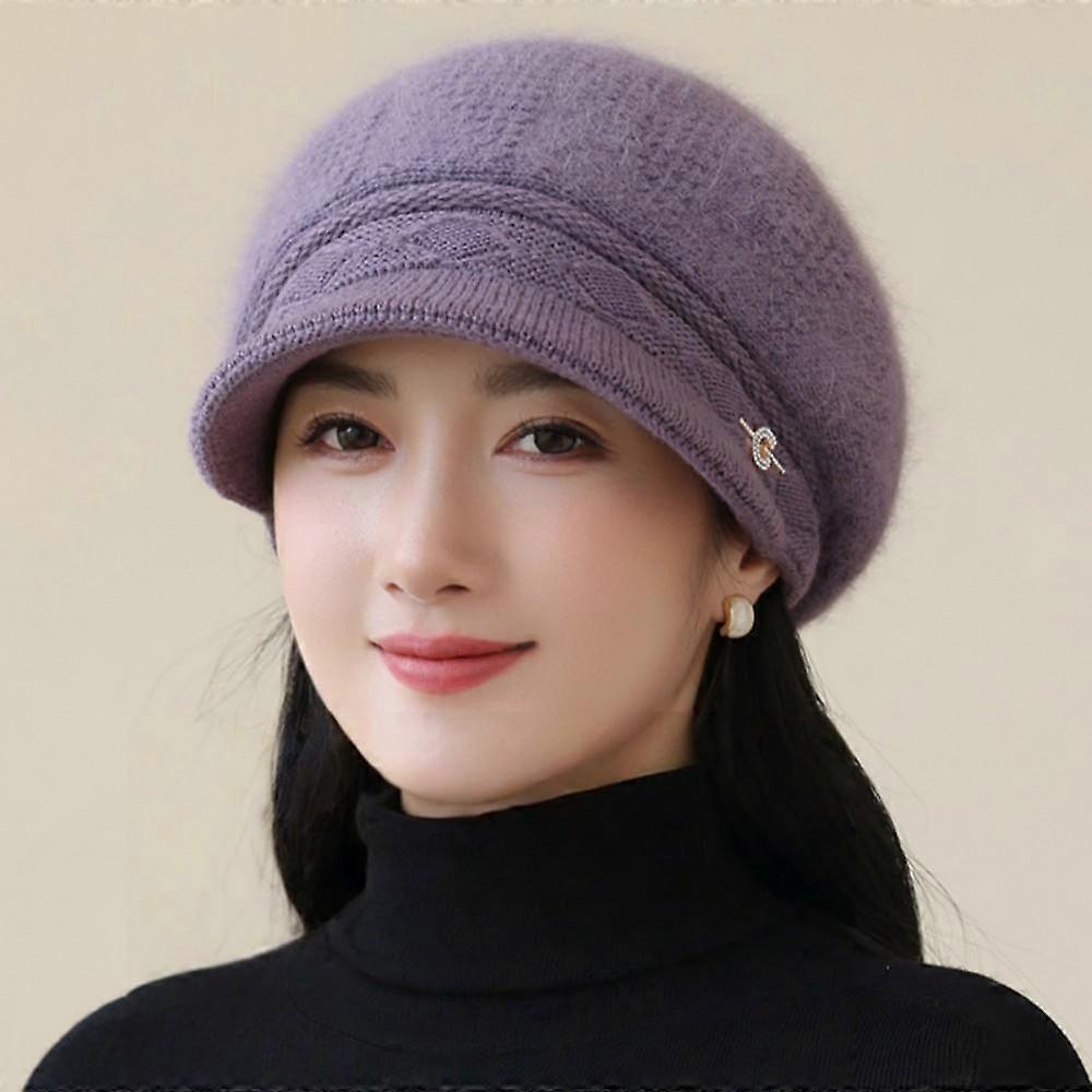 New Women Fashion Winter Warm Hat Plush Fur Lined Dandy Hats For Women Casual Rabbit Fur Blend Streetwear Knitted Hat