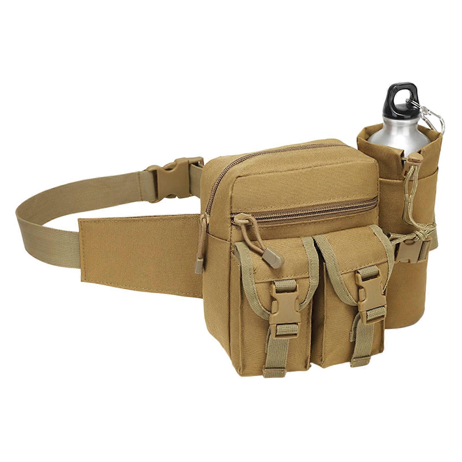 Water Resistant Waist Bag With Multiple Pouches Modifiable Belt Dense Plan Permanent Polyamide For Wilderness Exploration Gear  Mud color