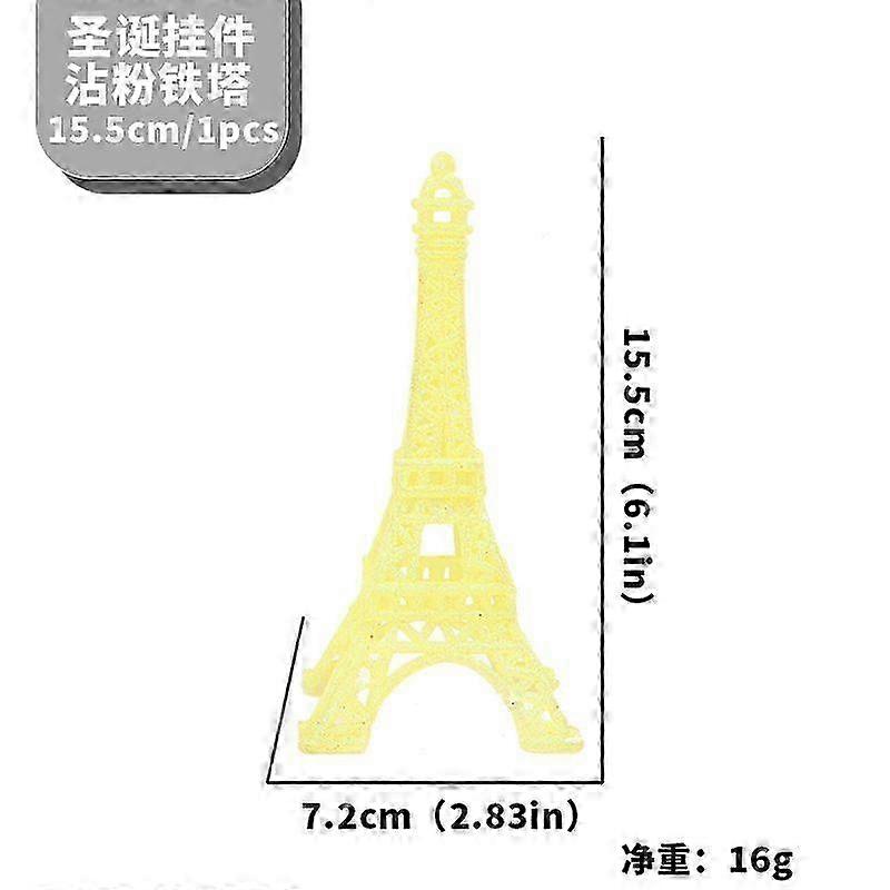 2025 Christmas tree ornament Paris Eiffel Tower plastic glitter model pendant