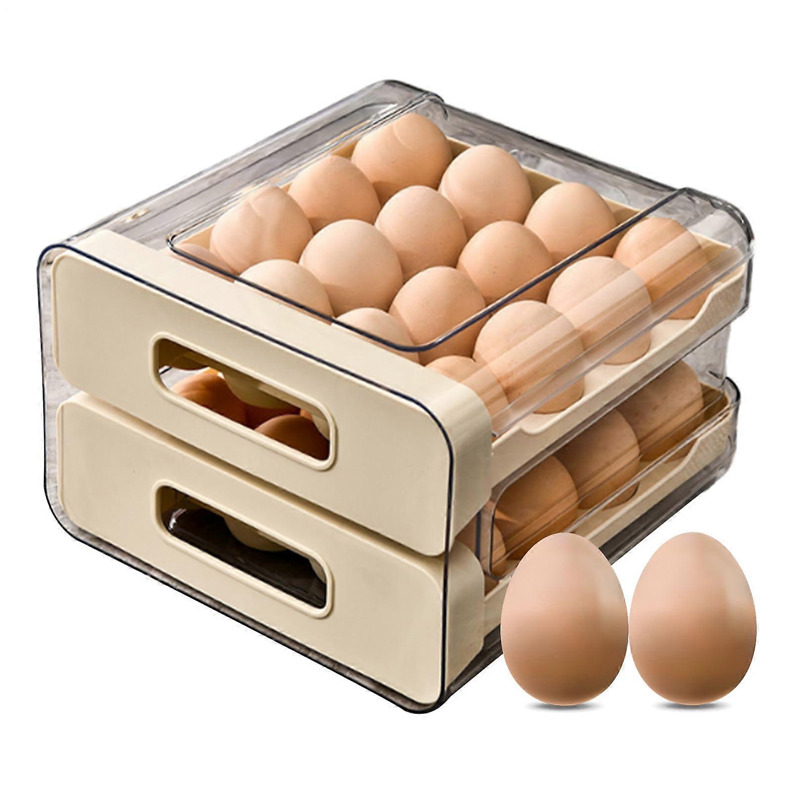 Egg Storage Container with Lid, Drawer Type Organizer for Refrigerator, Kitchen, Pantry, RV, Camping