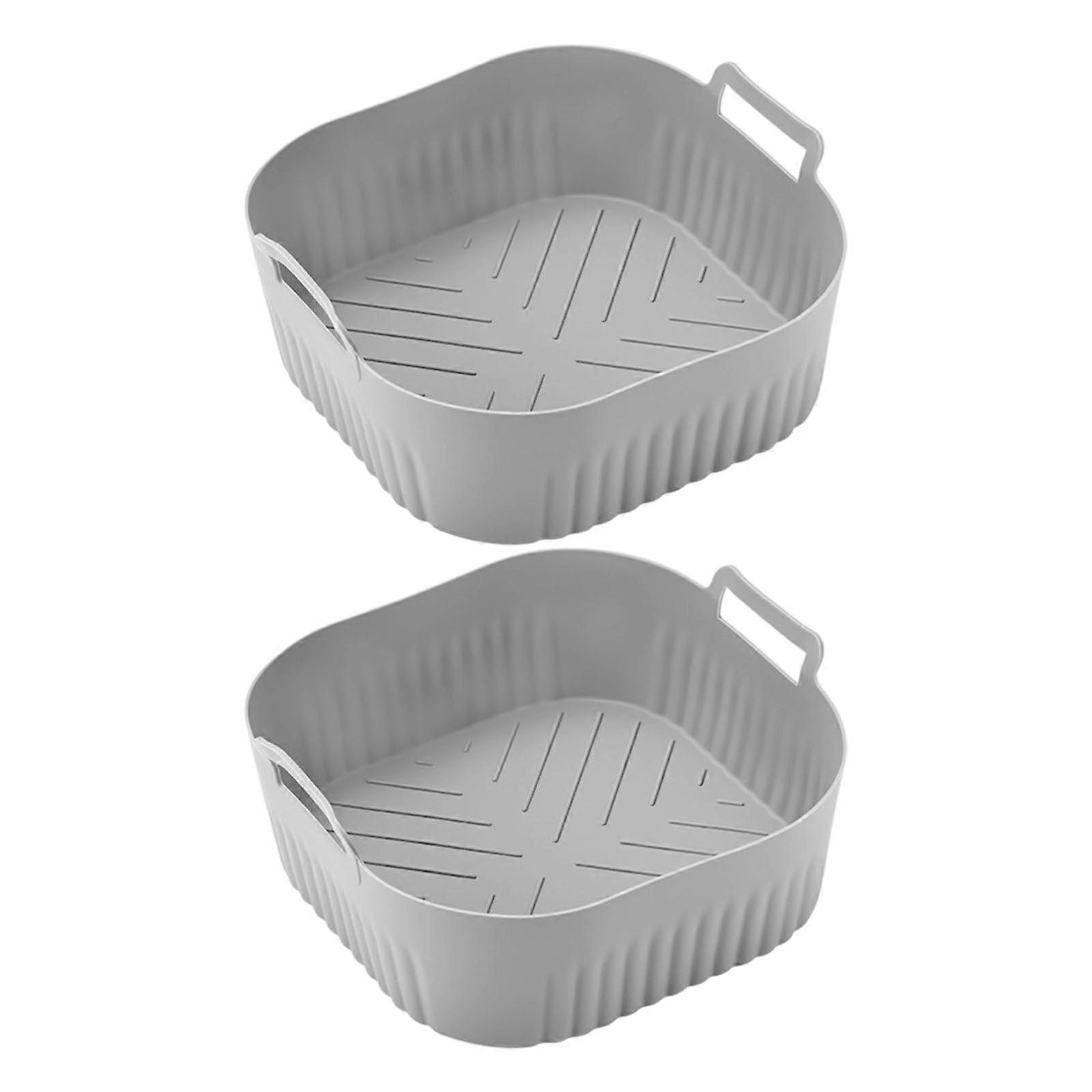2Pcs Silicone Air Frying Machine Liners Replacement for NA229 220 Air Frying Machine Tray Baking Oven Reusable Square Liner Accessories  Gray