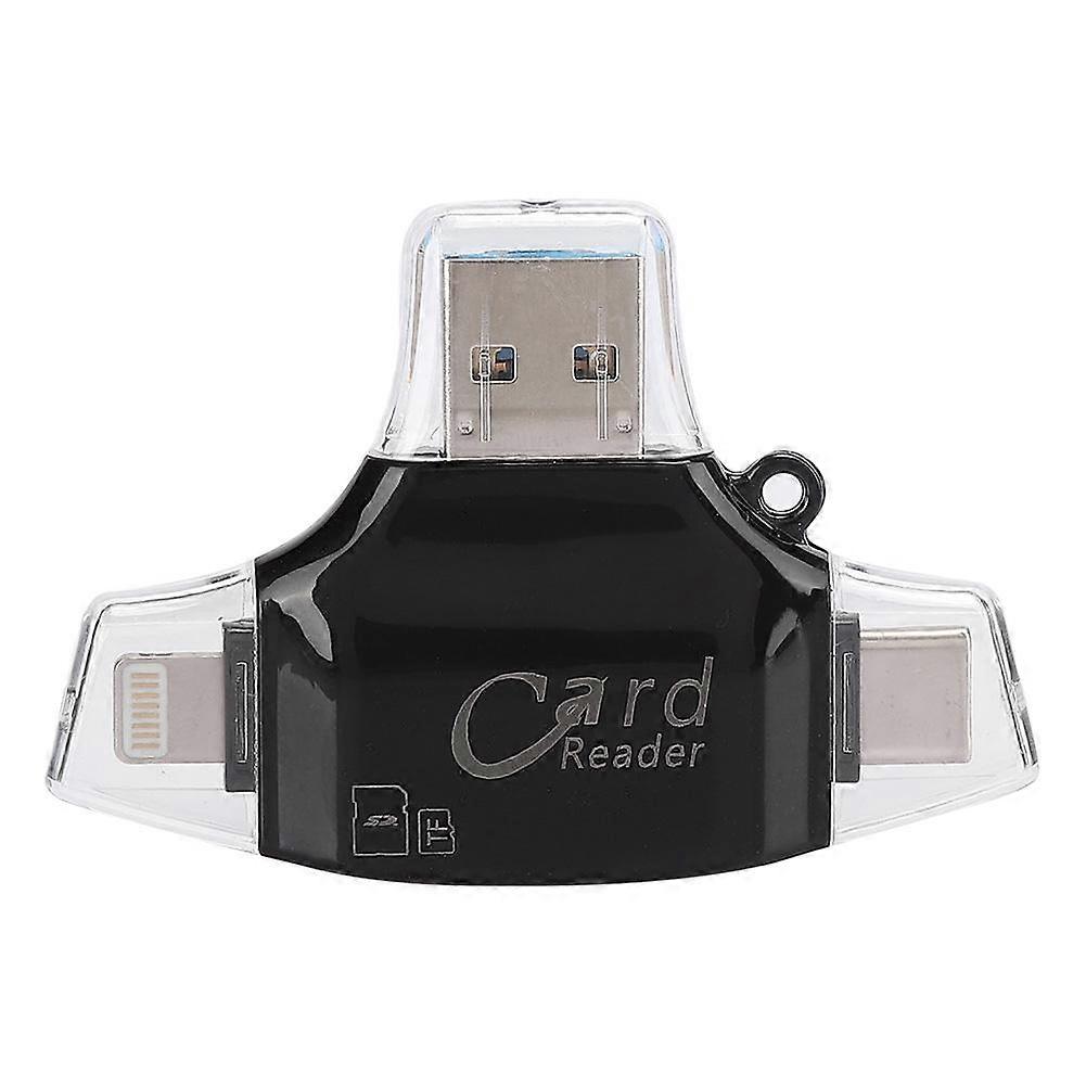 Multi Function Four In One Memory Card Camera OTG Card Reader for IOS Mobile Phone Black