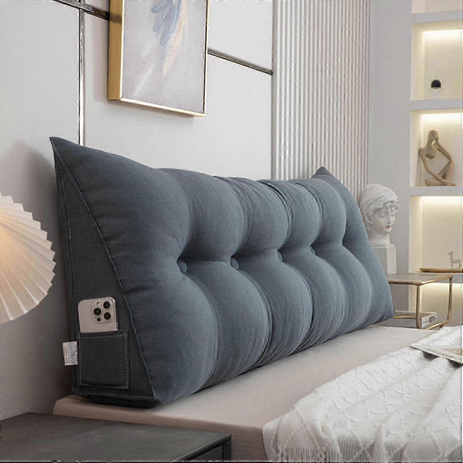 Triangular Wedge Cushions for Beds and Sofas 180x50x20 cm A05 - Removable Zipper Cover for Reading and Back Support