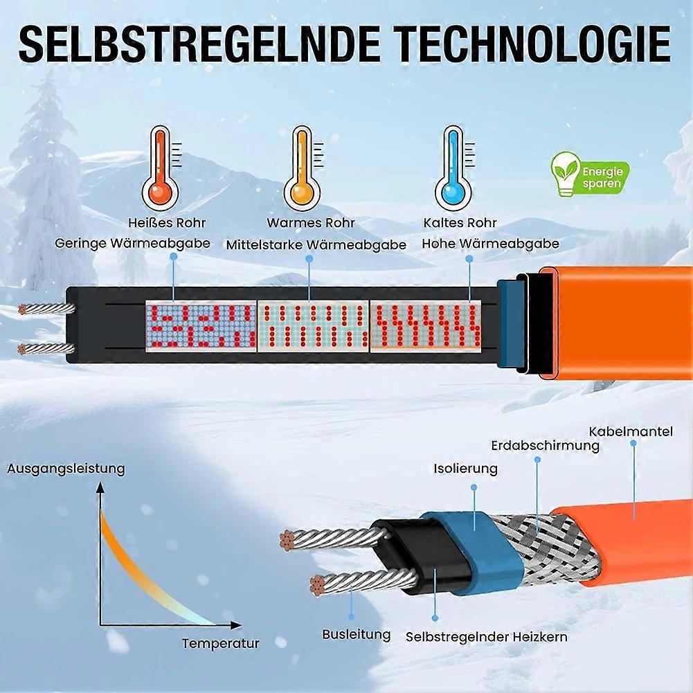 Frost Protection Heating Cable 4 M Heating Cable Concurrent Heating Self-Regulating Waterproof for Water Pipes Eu Plug