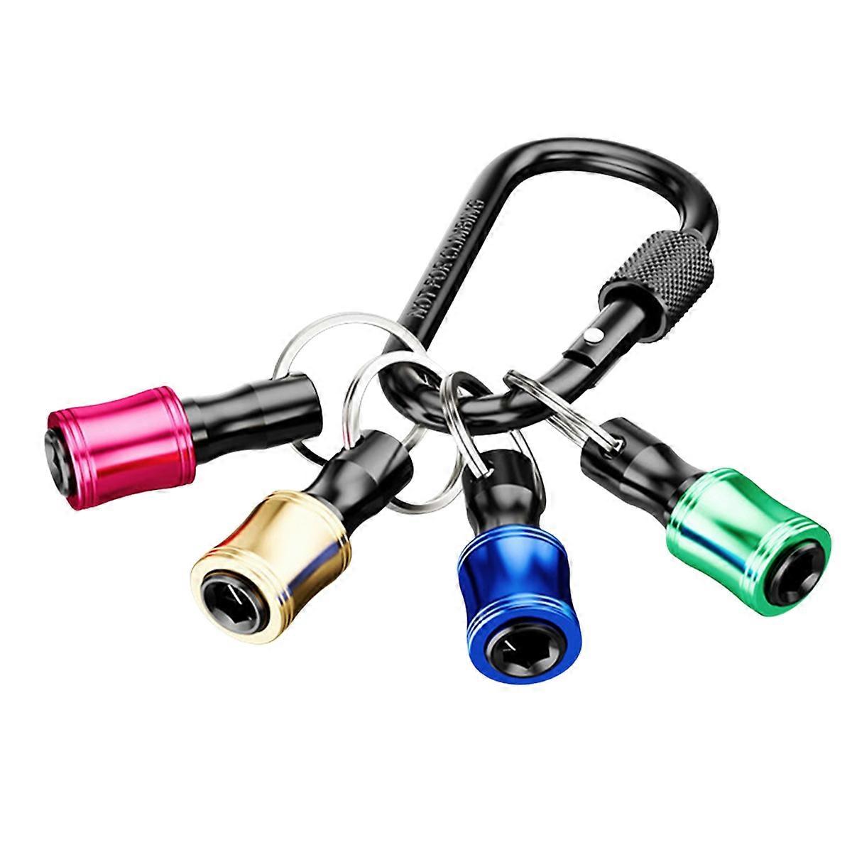 4PCS Colorful 1/4 Hexagonal Handle Bit Conversion Rod Keychain Type Hexagonal Bit Storage Quick Connect Rod