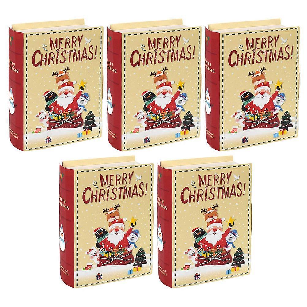 Christmas Gift Boxes Book Shape for Storage Use 5Pcs Paper Candy Boxes