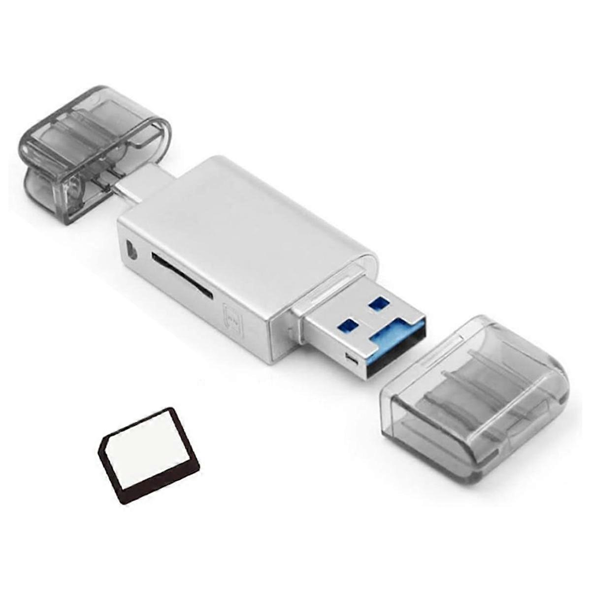 Nano Memory Card & TF SD Card to USB C & USB 2.0 Card Reader Adapter Plug & Play