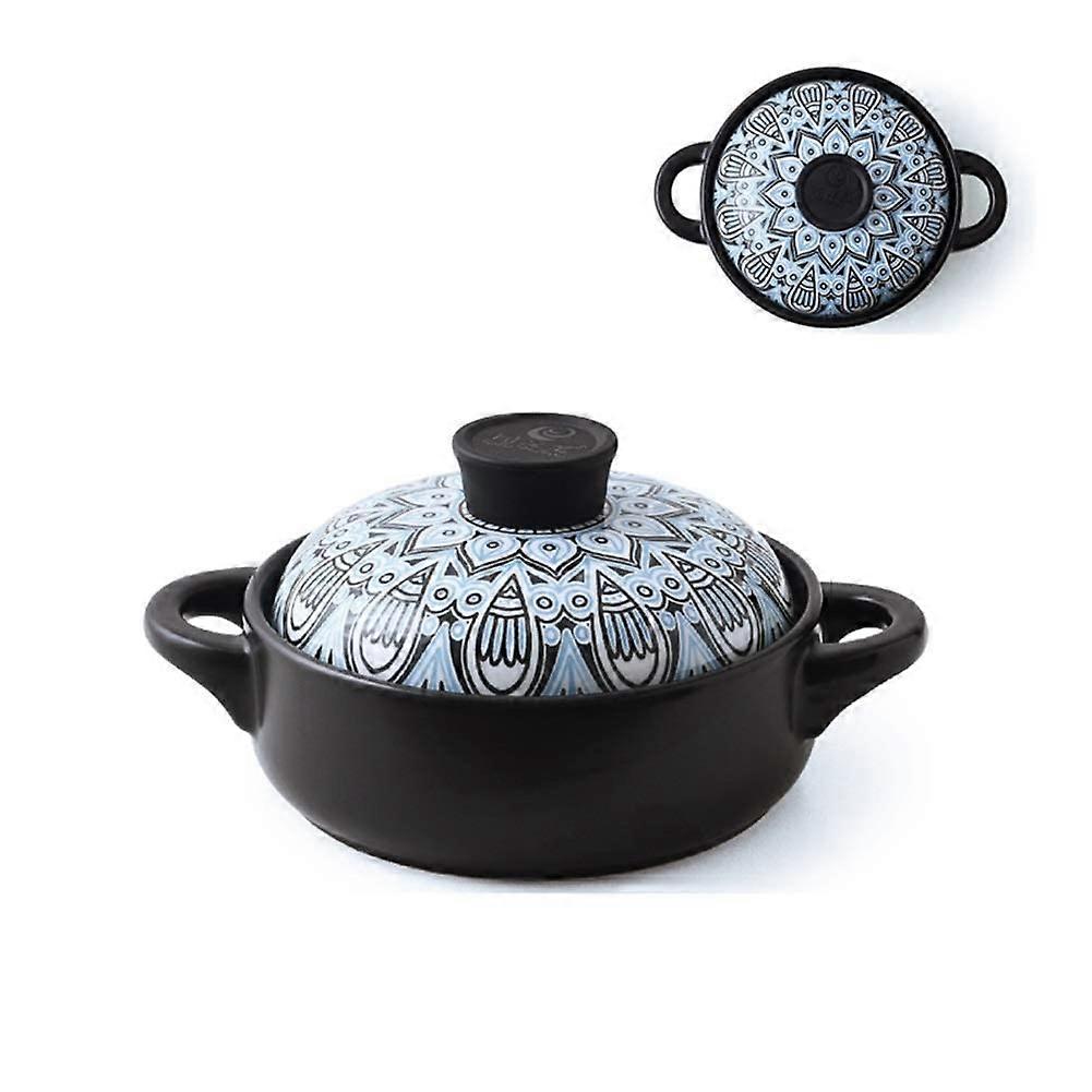 Ceramic Cooking Pot with Lid Round Clay Casserole Dish for Stew Soup Braising  Temp Resistant