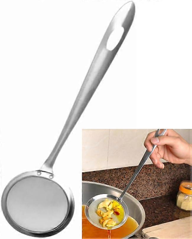 Stainless Steel Skimmer Spoon with Fine Mesh Filtration, Long Handle Hot Pot and Food Strainer