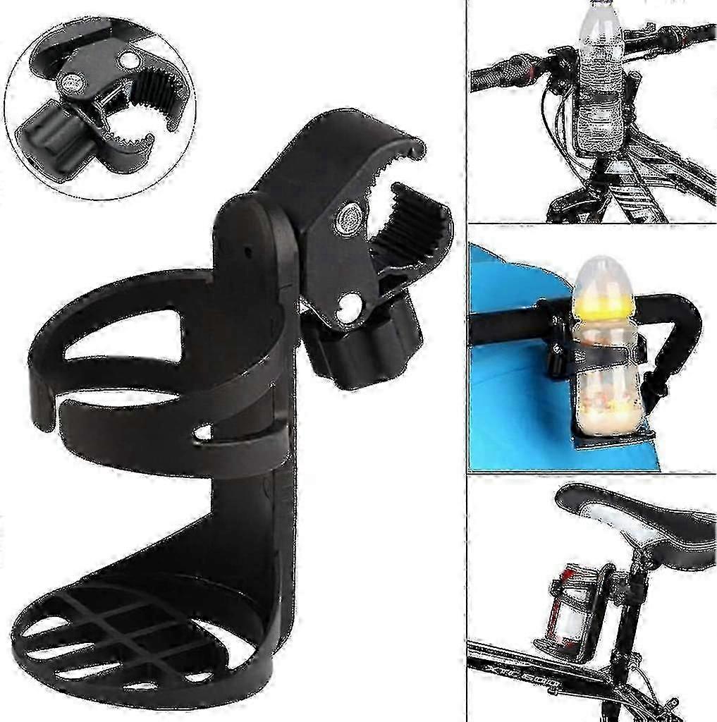 Universal 360 Rotating Cup Holder for Bicycles & Strollers - Large Fit for Drinks & Water Bottles