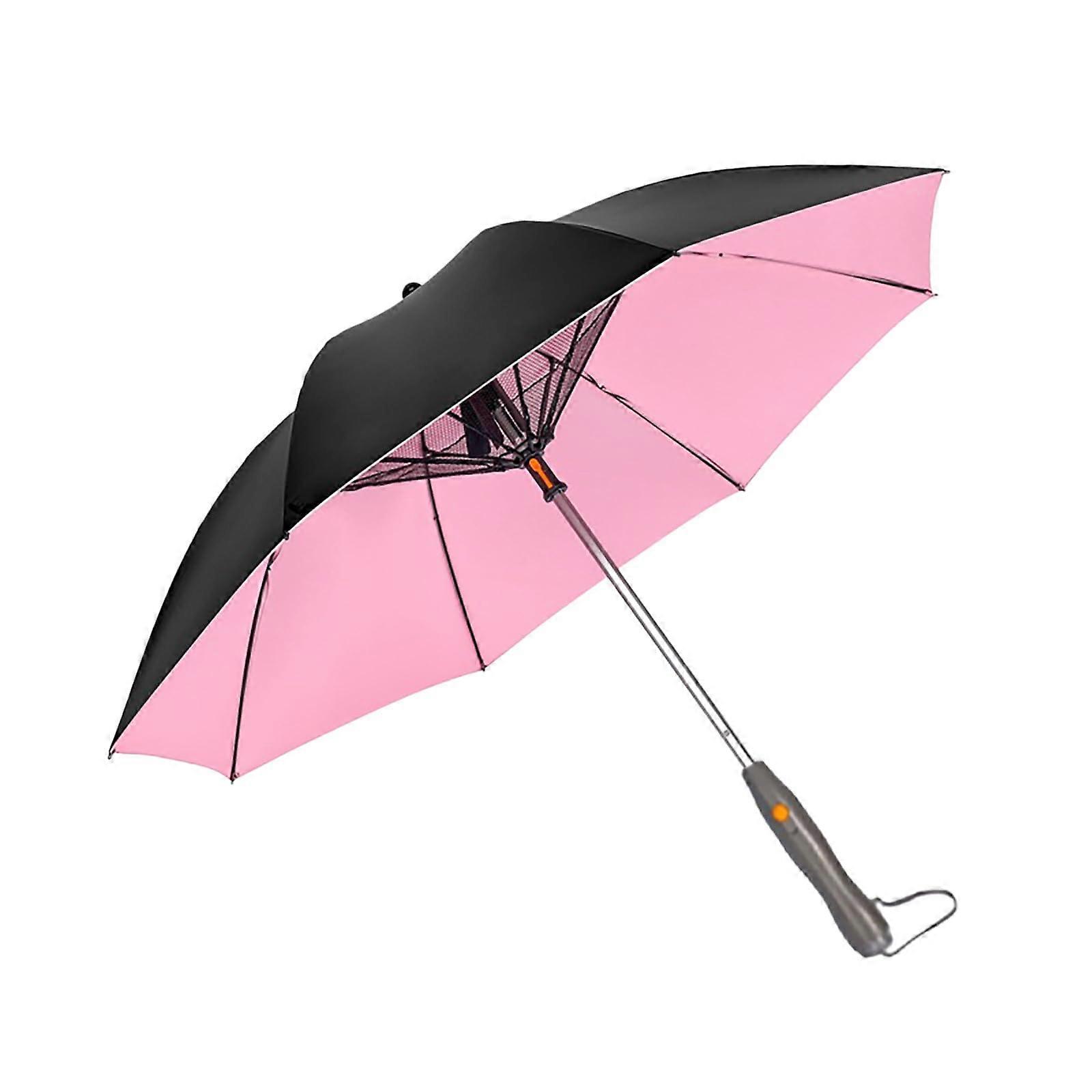 3 in 1 Cooling Umbrella with Builtin Fan and Mist Spray, UV Protection, USB Rechargeable, Pink