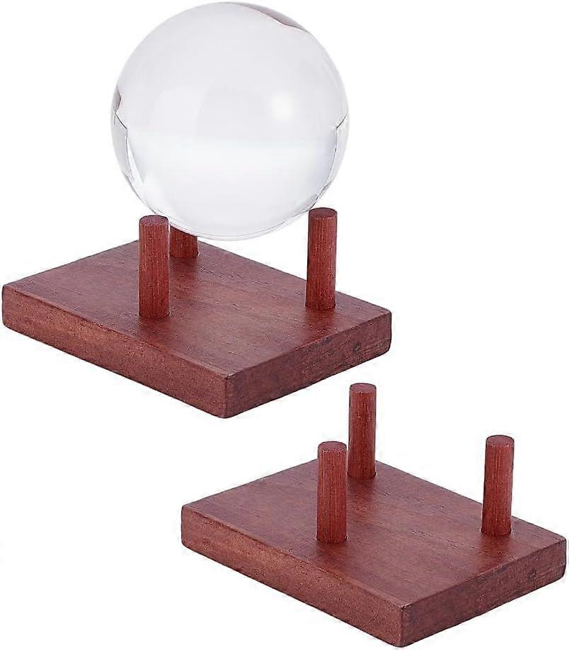 2 Sets Wooden Rock Display Stand Display Stand Brown Three Prong Rock Holders Easel Holder for Spheres Geode Gemstones Fossils Minerals Agate 4.14x3.1