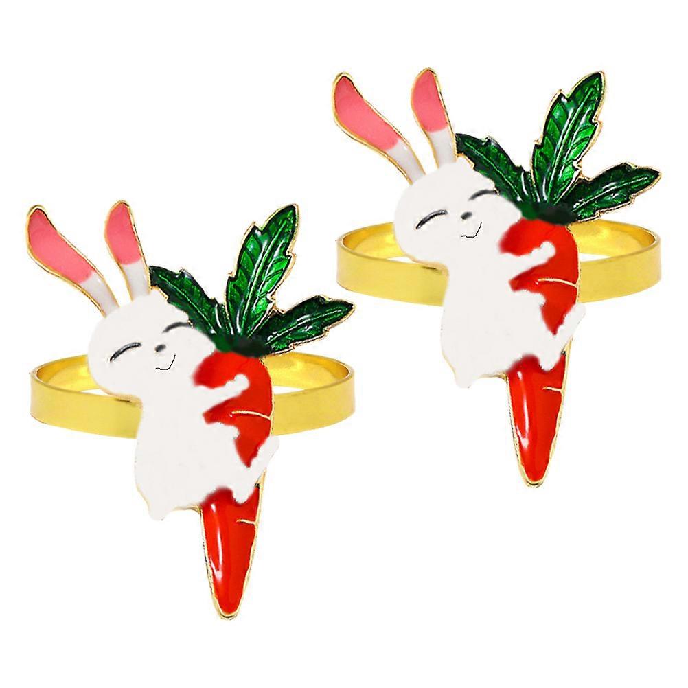 Easter Themed Napkin Rings Bunny and Carrot for Dining Table 4Pcs