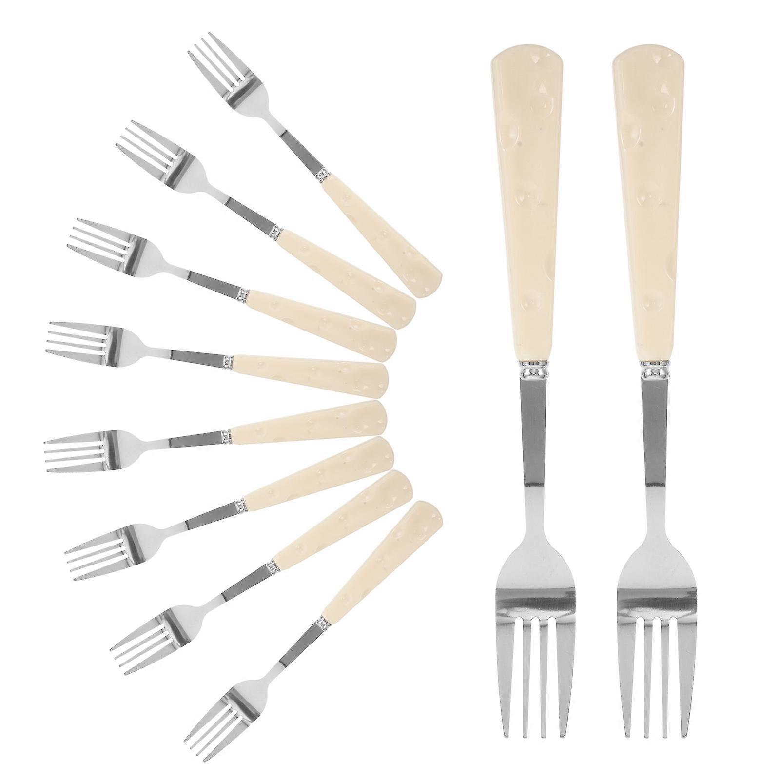 Stainless Steel Dessert Fork Cheese Fork for Kitchen Use 10Pcs