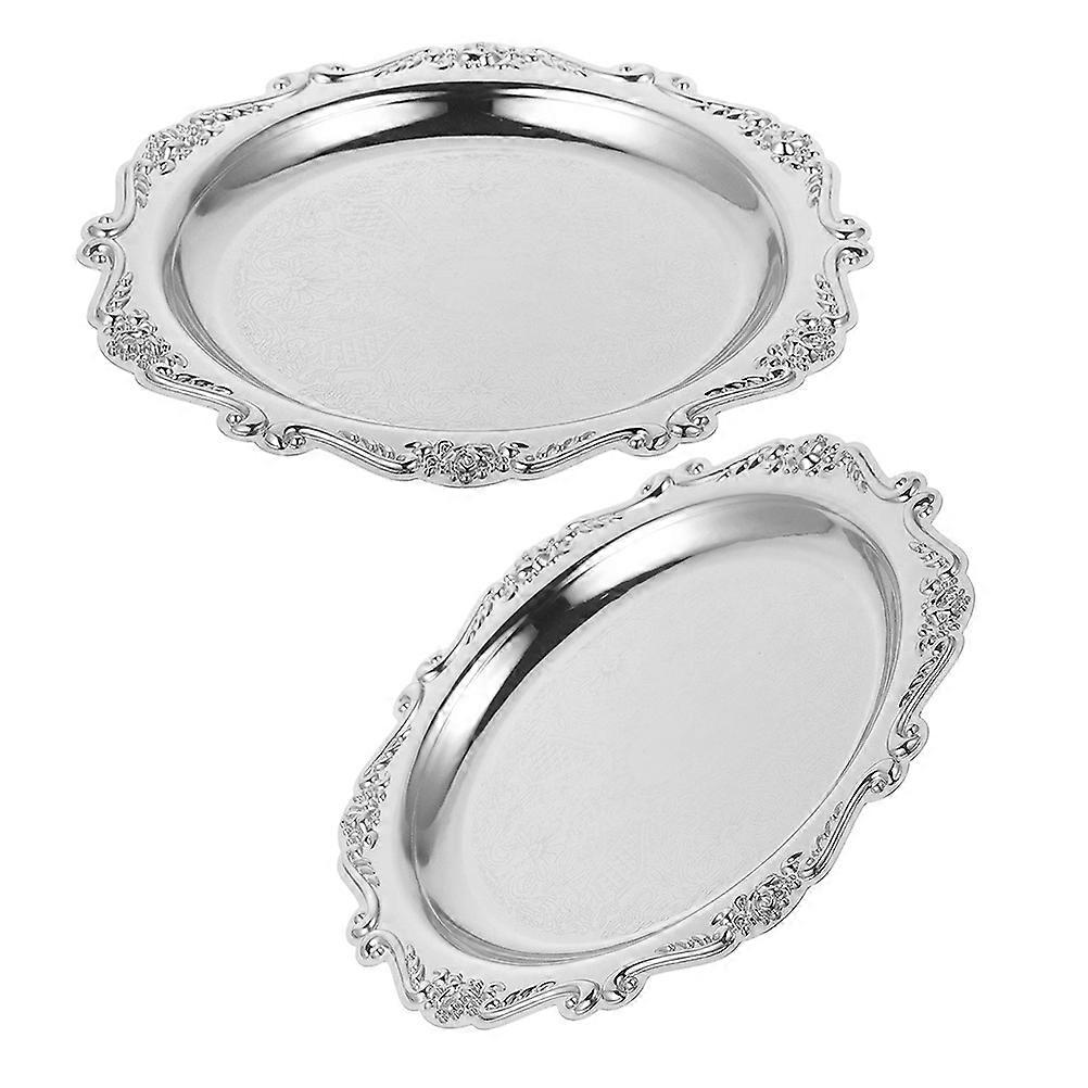 Retro Snack Tray for Serving 2Pcs Metal Trays with Iron Material