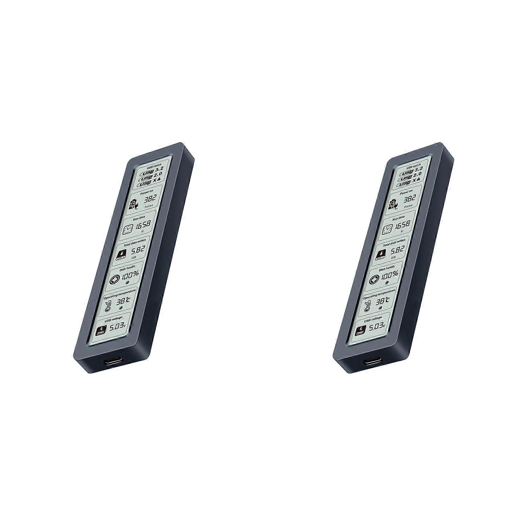 2X M. 2 NVME/NGFF SATA SSD Enclosure with Display Screen Intelligent Digital Health Detection USB3.2 Gen2 Type-C 10Gbps