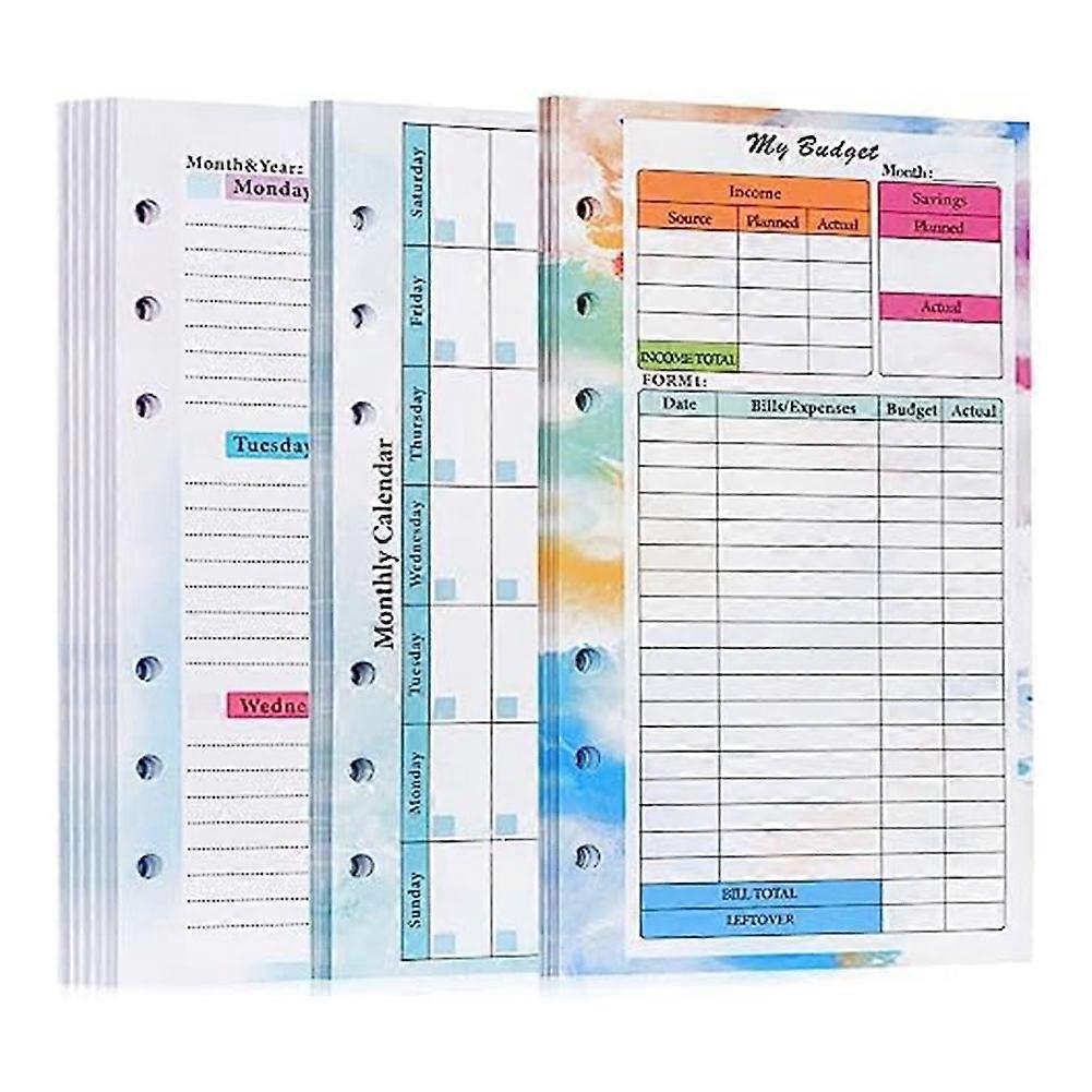 A6 Budget Planner Refill 82 Sheets Monthly Weekly Planner Notepad 6 Hole for A6 Binder Cover Save A