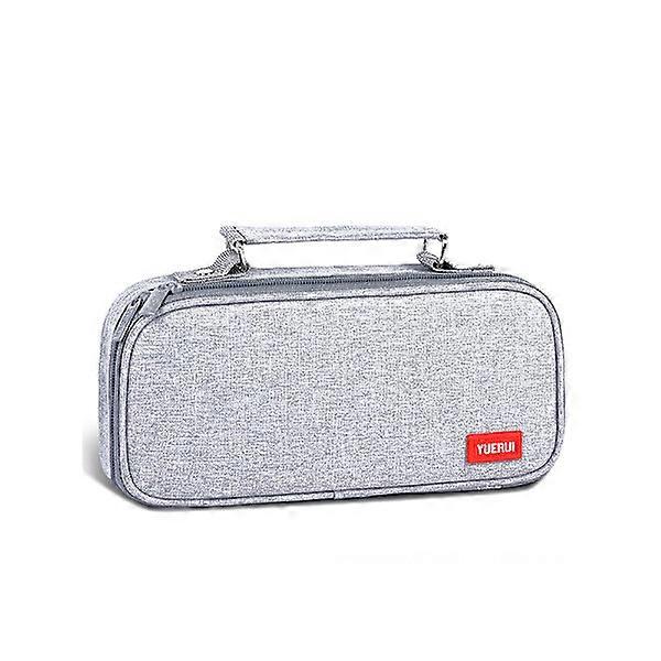 Large Capacity Canvas Pencil Case with Single Zipper Grey