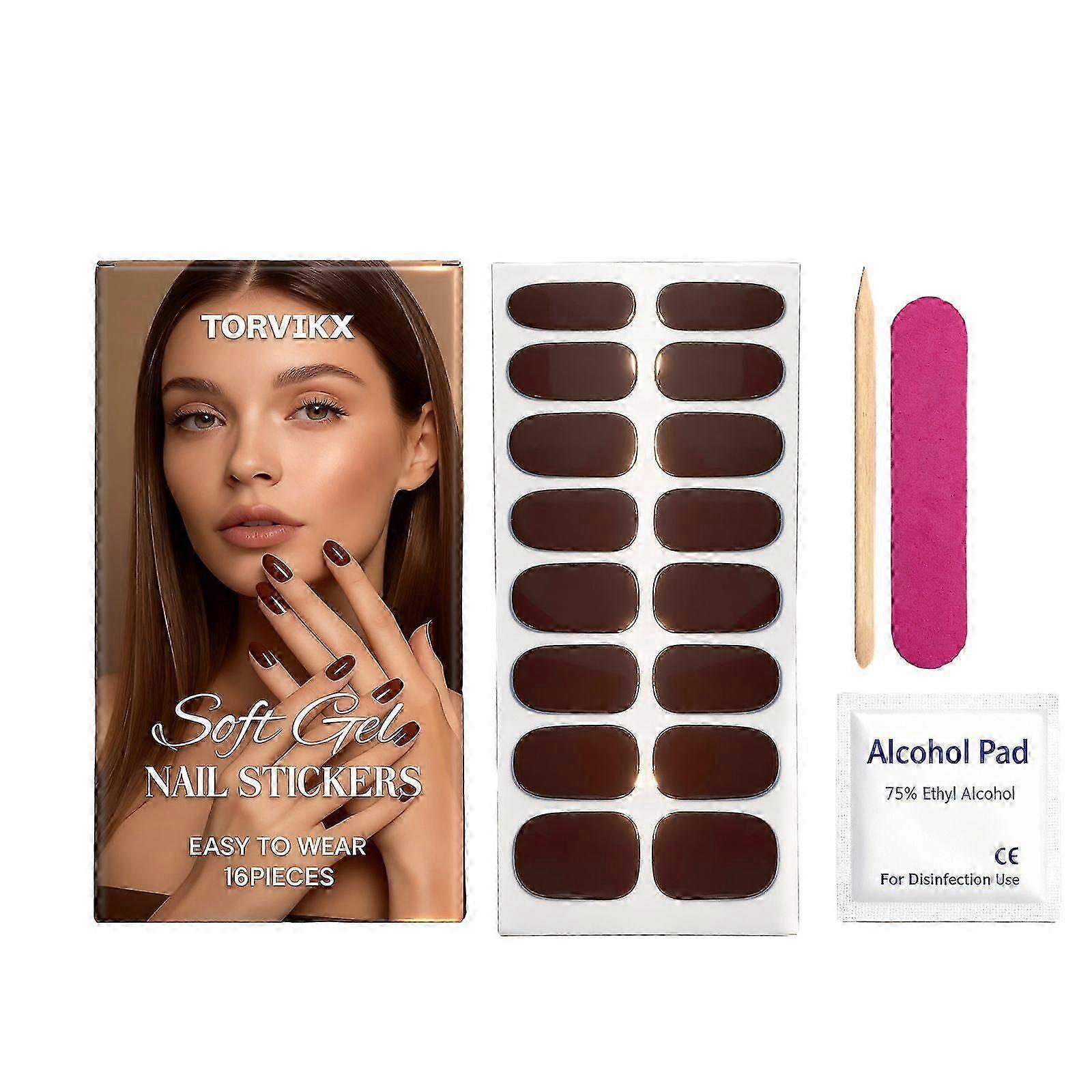 Brown Soft Gel Nail Stickers Set