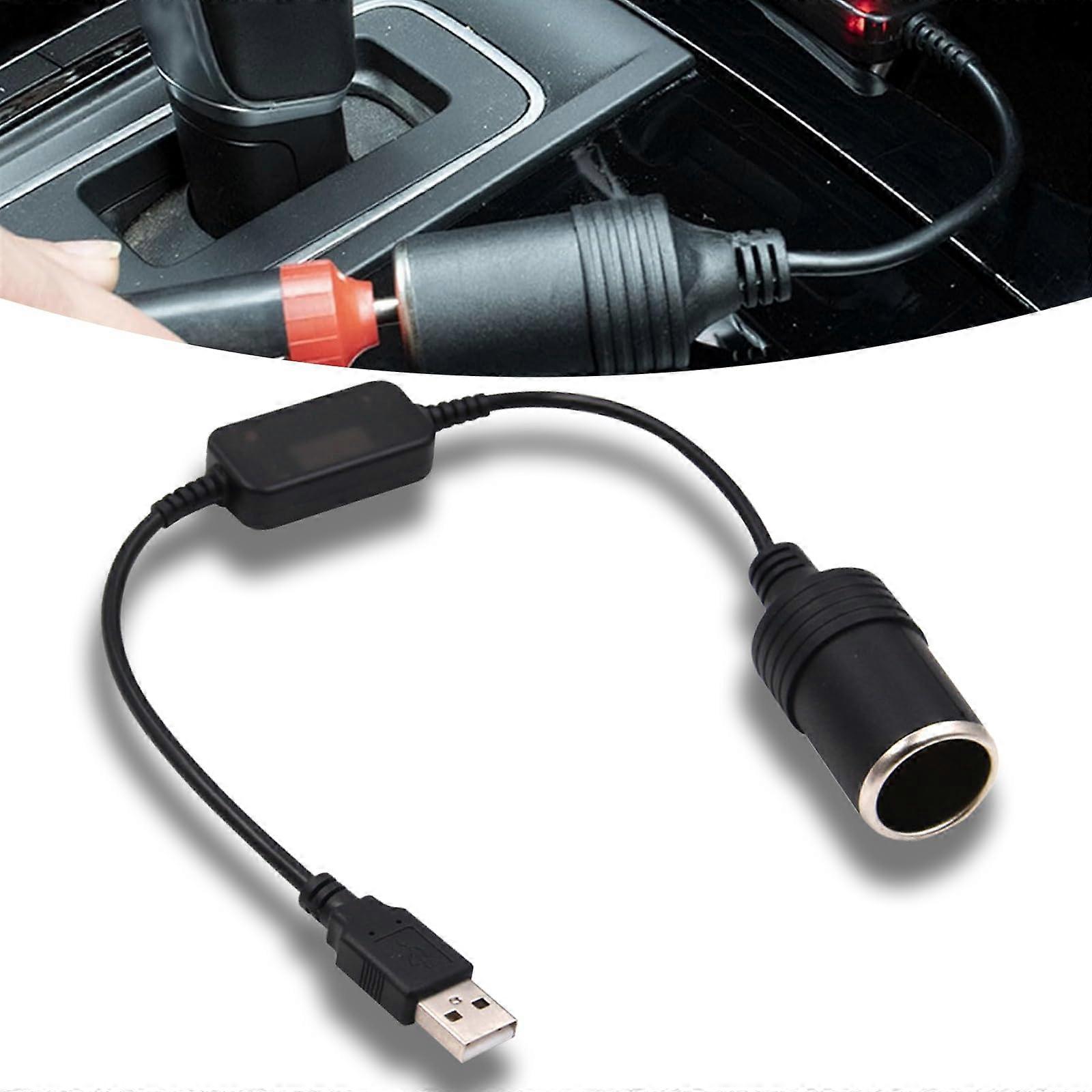 USB to 12V Car Power Converter with Cigarette Lighter Socket Adapter for Dash Cam and More