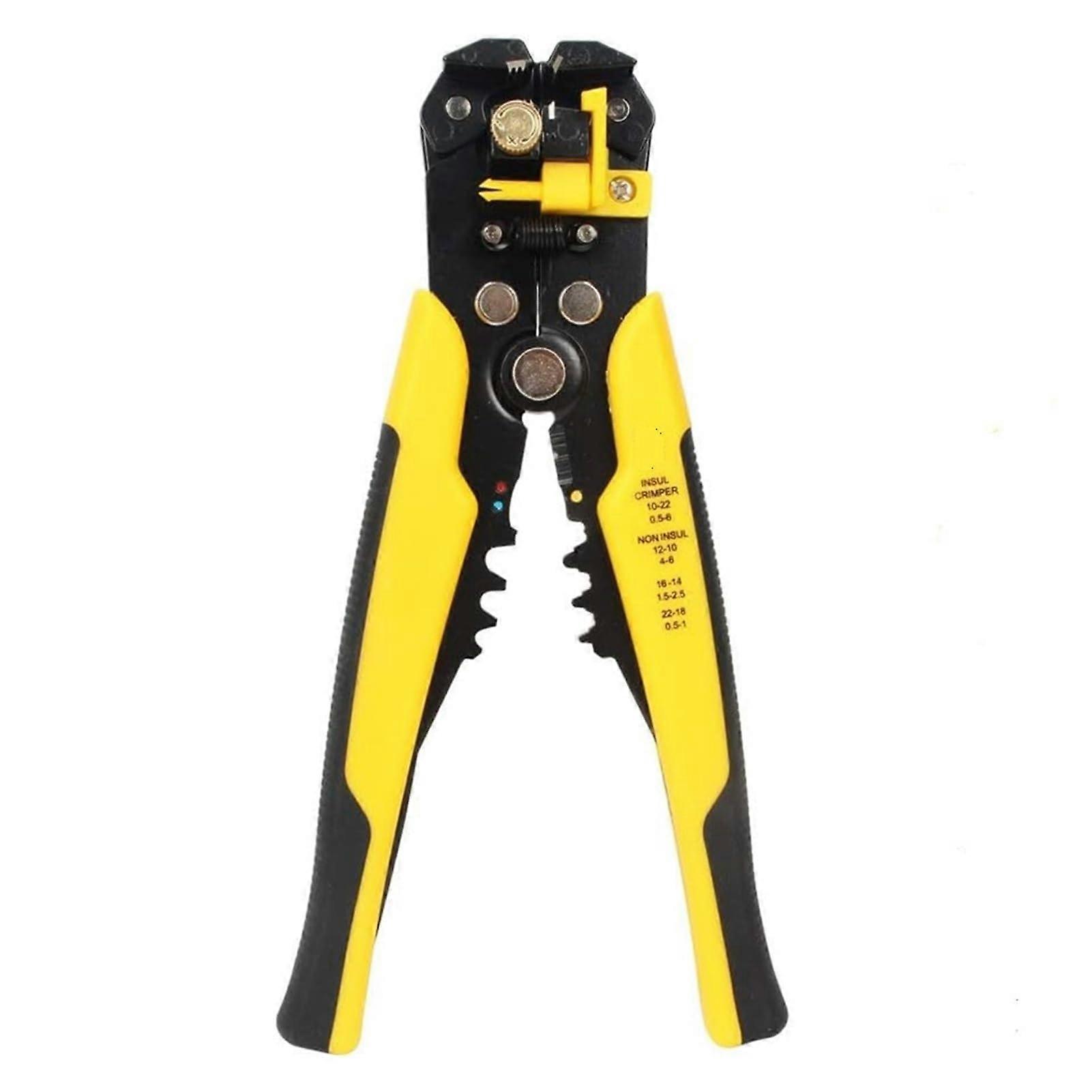 Automatic Wire Stripper and Crimping Tool with Adjustable Cable Cutter, Ergonomic AntiSlip Grip, Yellow