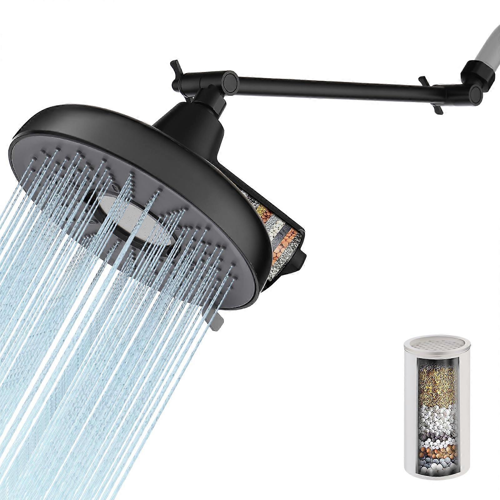 Rain Shower Head with Filter for Hard Water, 8 Inch  Pressure Rainfall, Adjustable Extension Arm