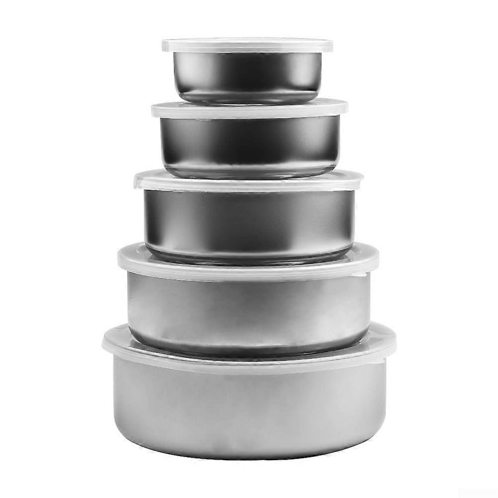 5 Piece Stainless Steel Mixing Bowls with Lids, Nesting MultiSize Set for Kitchen Food Storage