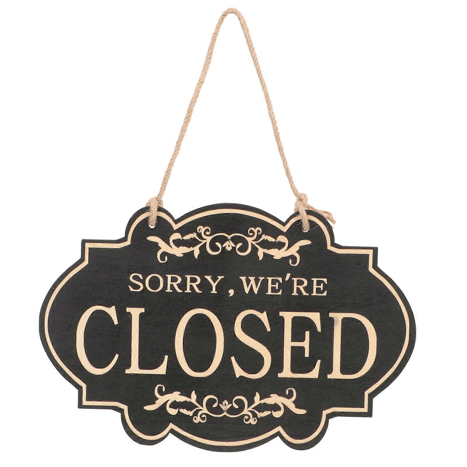 Black Wooden Door Sign for Open Closed Function Shop Accessory