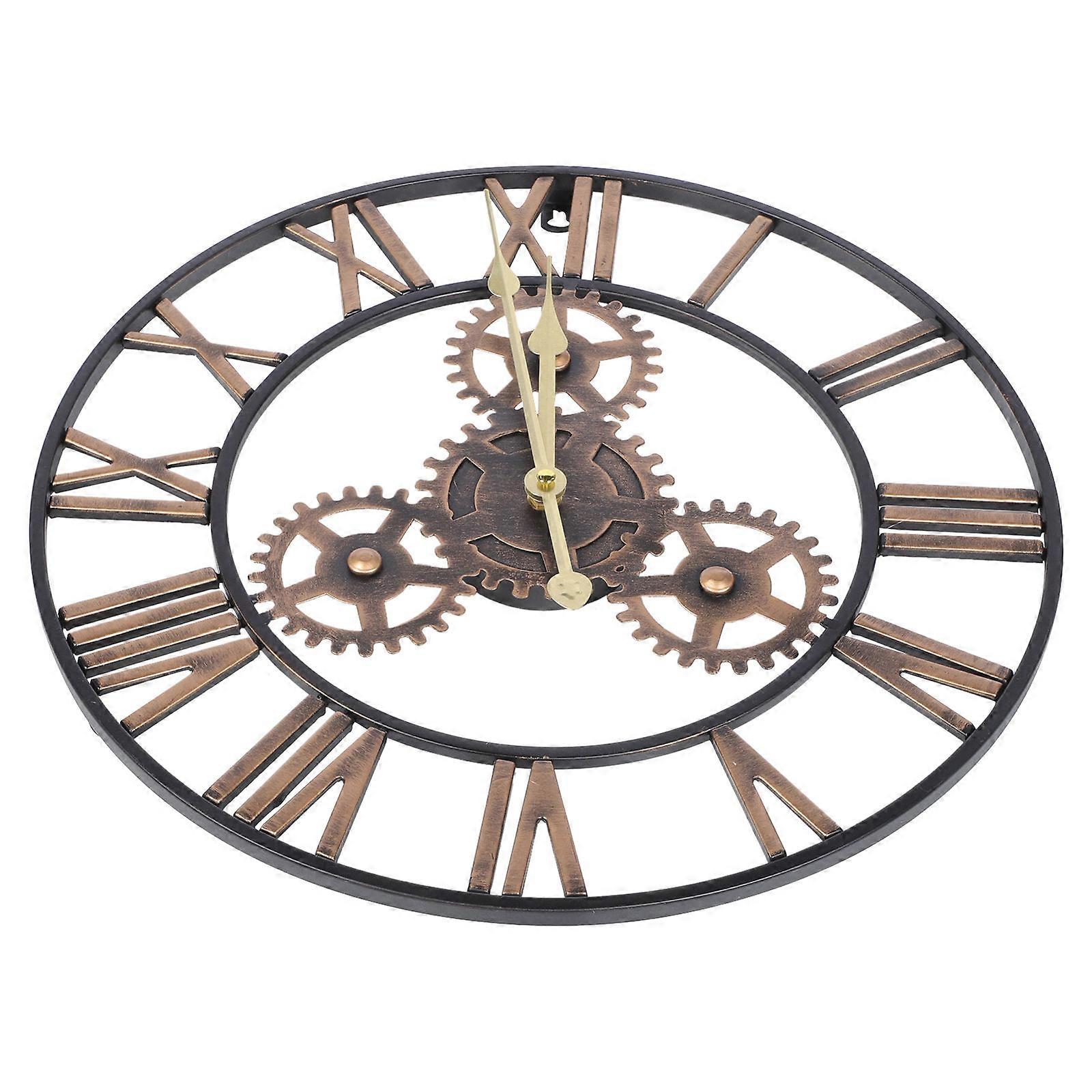 Golden Round Wall Clock American Style Clock for Decoration 1Pcs