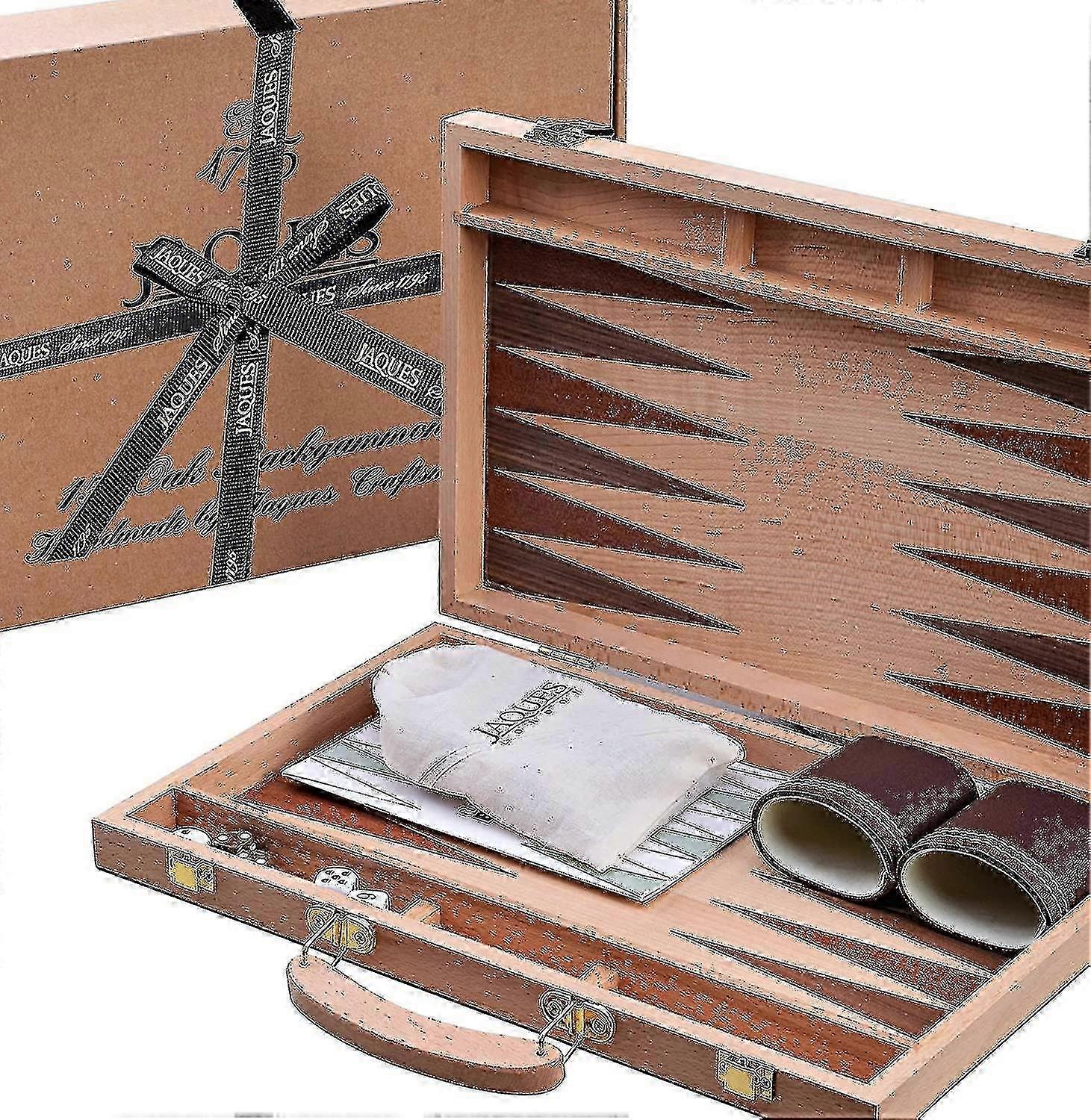 25-26 Backgammon-sæt - 15 tommer - Håndlavet egetræsbackgammon