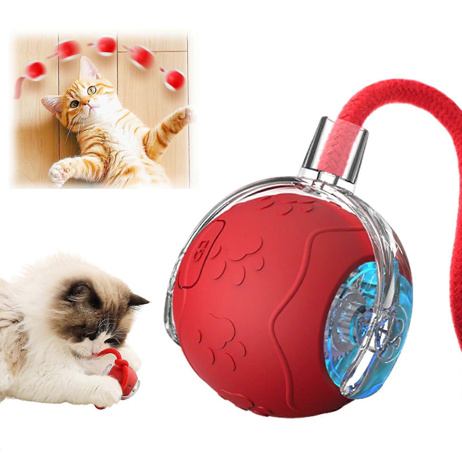 Interactive Cat Toy with Motion Activated Play, Rechargeable Automatic Cat Ball, Obstacle Avoidance, Red
