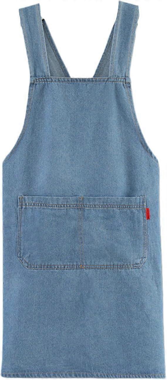 Cotton Denim Kitchen Apron with Crossback Straps and Pockets for Cooking Baking Crafting