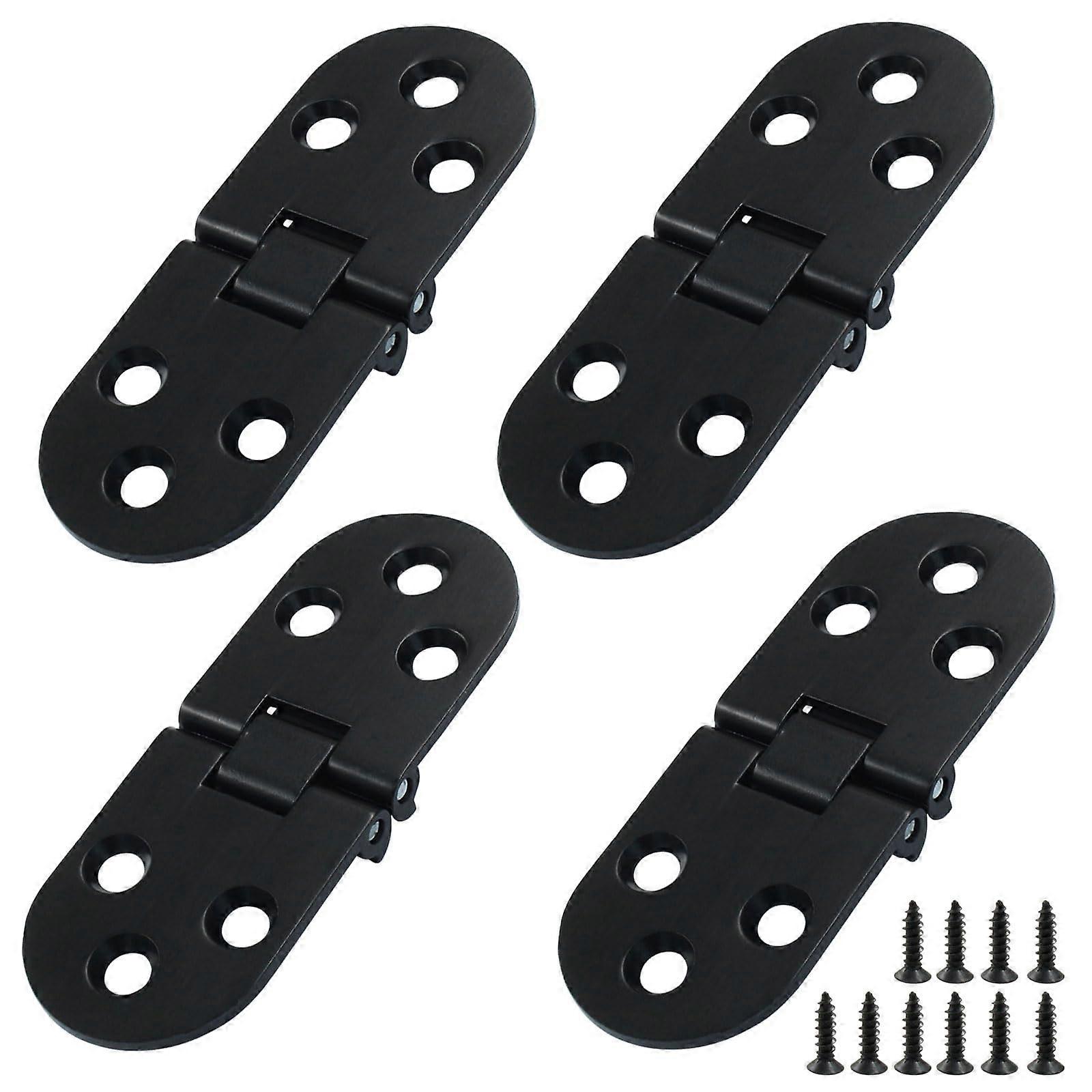 4PCS Black Zinc Alloy Folding Table Hinges 180° Flush Mount Rustproof 55 lbs Load Capacity