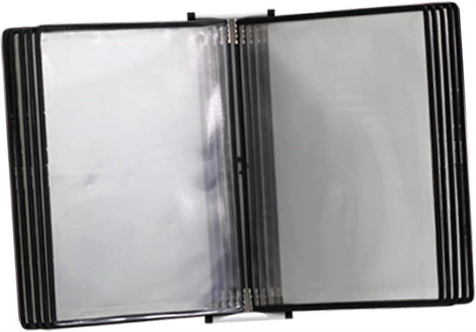 Wall Mount Reference Organizer with 10 DoubleSided Pockets, A4 Document Display Rack, Black Metal Frame