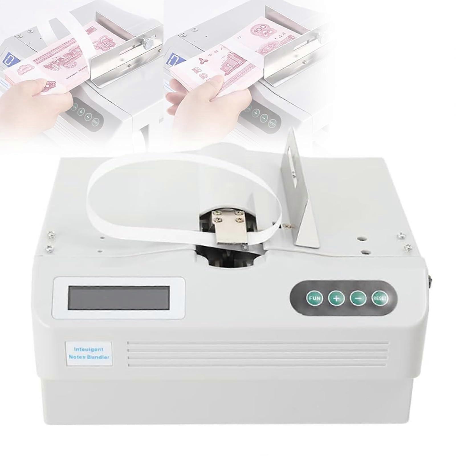Automatic Banknote Bundling Machine with Sensor, Speed Currency Strapping Tool for Bills and Cards