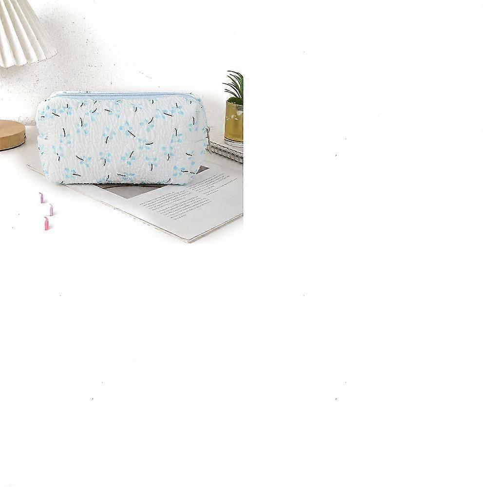 1pc Polyester Wallet Makeup bag with Zipper Rectangle Flower Light Sky Blue 200x85x110mm