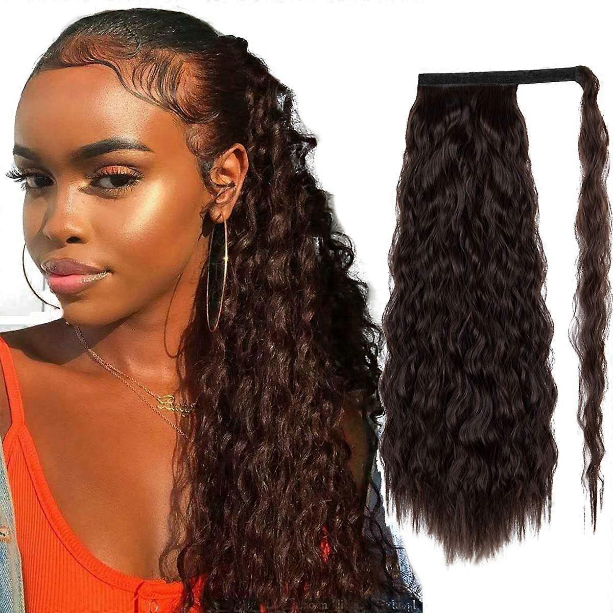 Clip in Curly Ponytail Extension with Secure Clip Attachment and Reusable Corn Wave Design