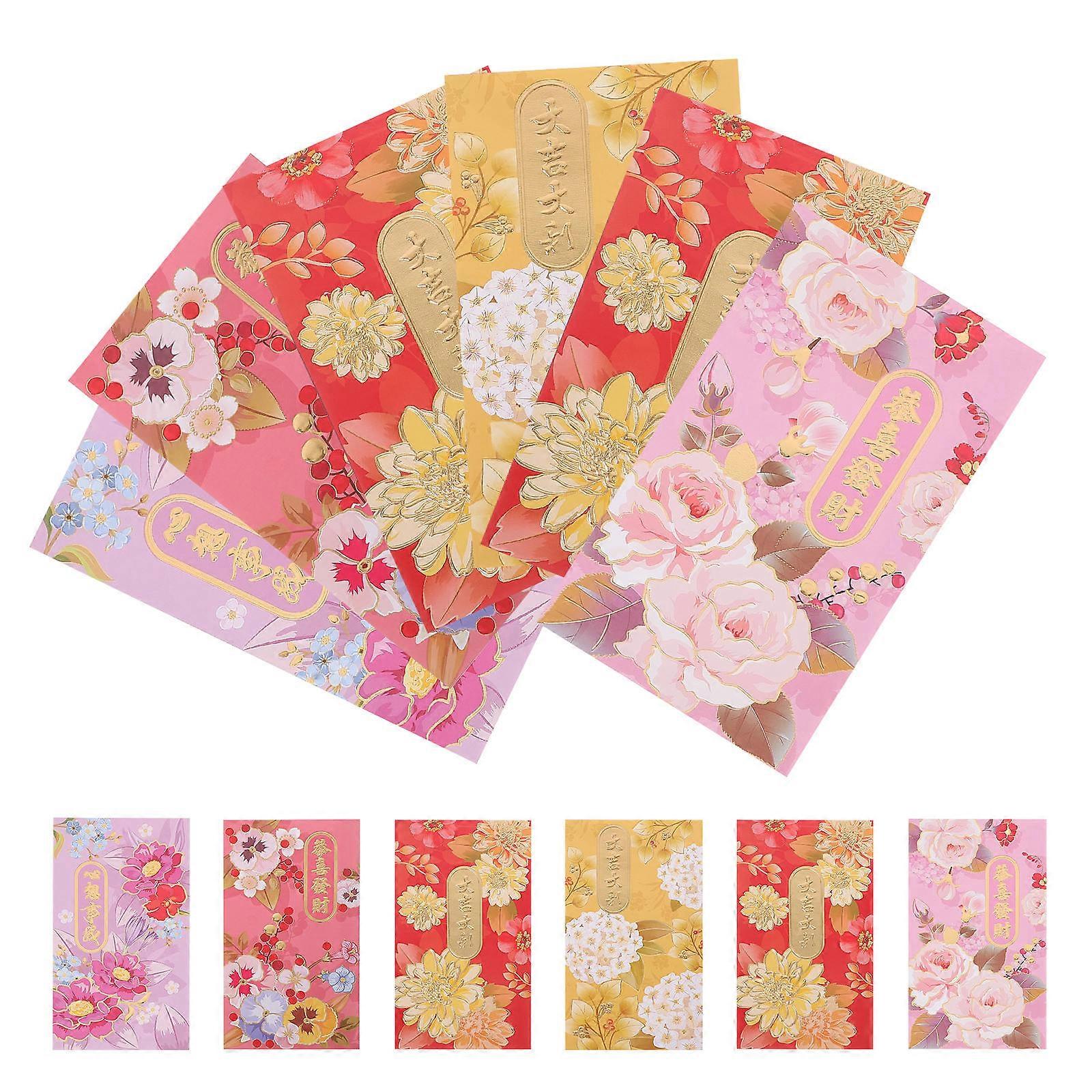 Flower Pattern Red Money Envelopes for Lunar New Year 36Pcs Set