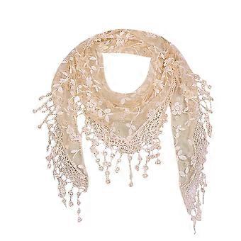 Lenço de seda, lenços femininos leves de renda transparente com estampa floral, xale, lenço com franjas, lenço para o pescoço, em promoção, lenços femininos bege