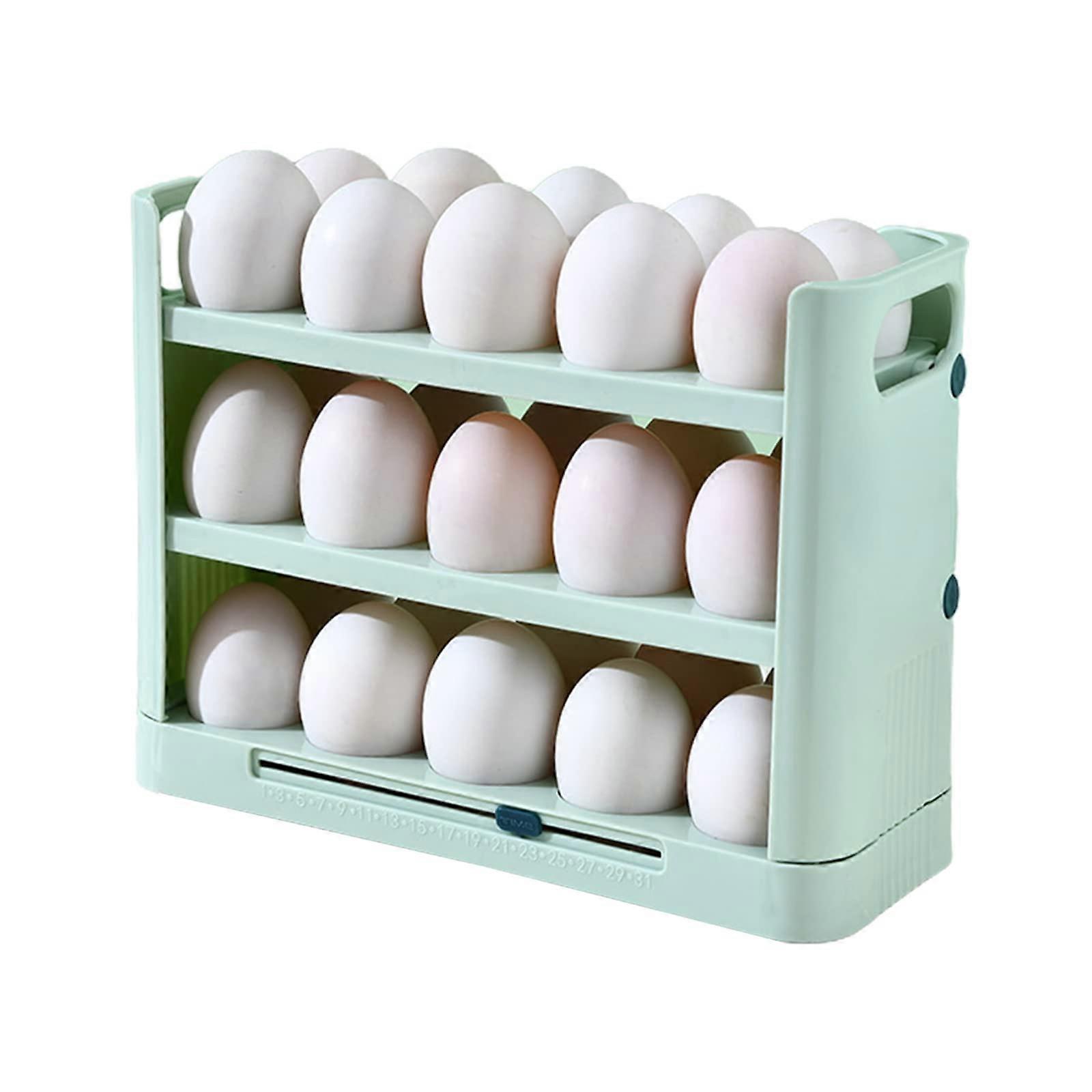 3Layer Stackable Refrigerator Storage Organizer Bin, Green Fridge Container for SpaceSaving Food Storage