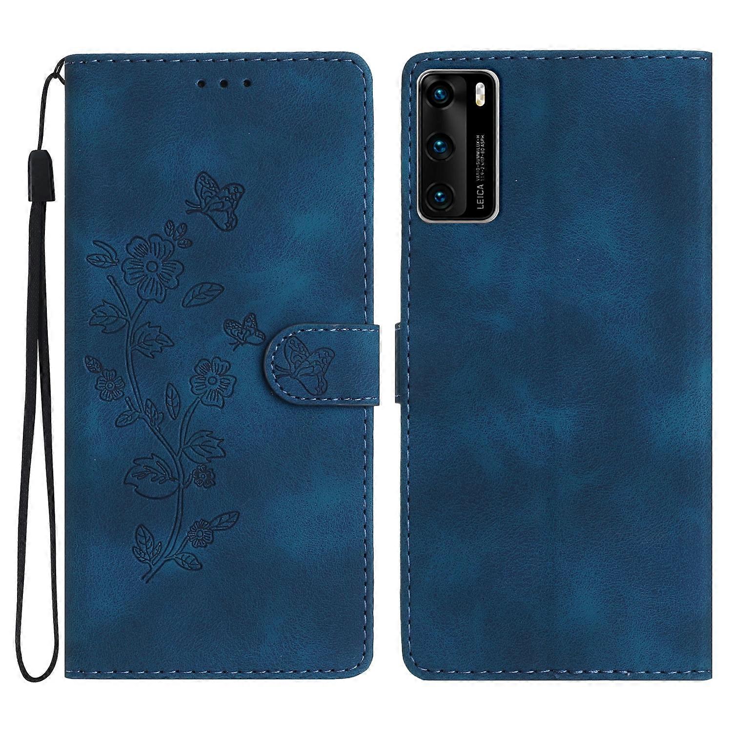 Flower Butterfly Embossing Pattern Leather Phone Case
